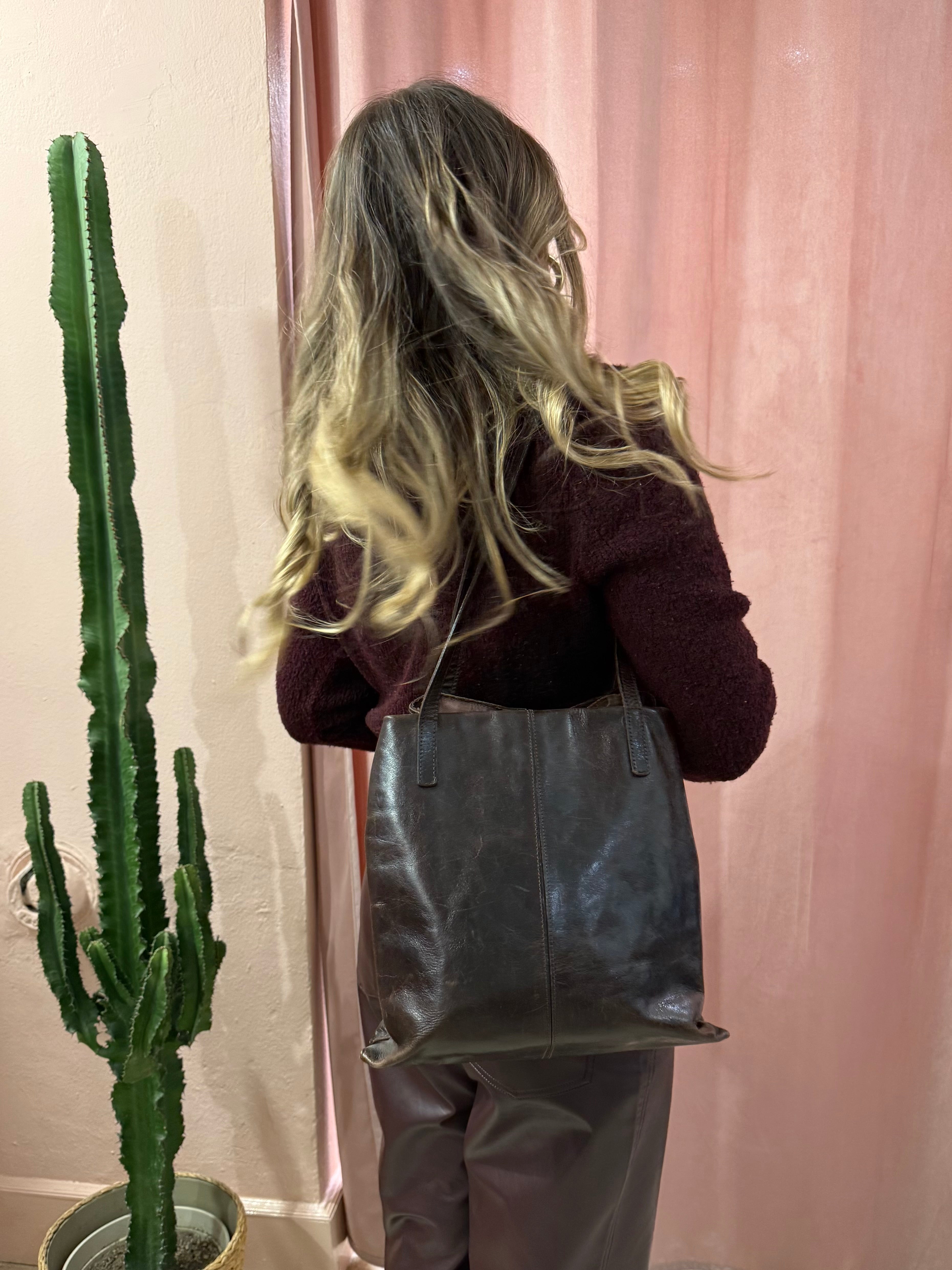 Borsa in vera pelle moro