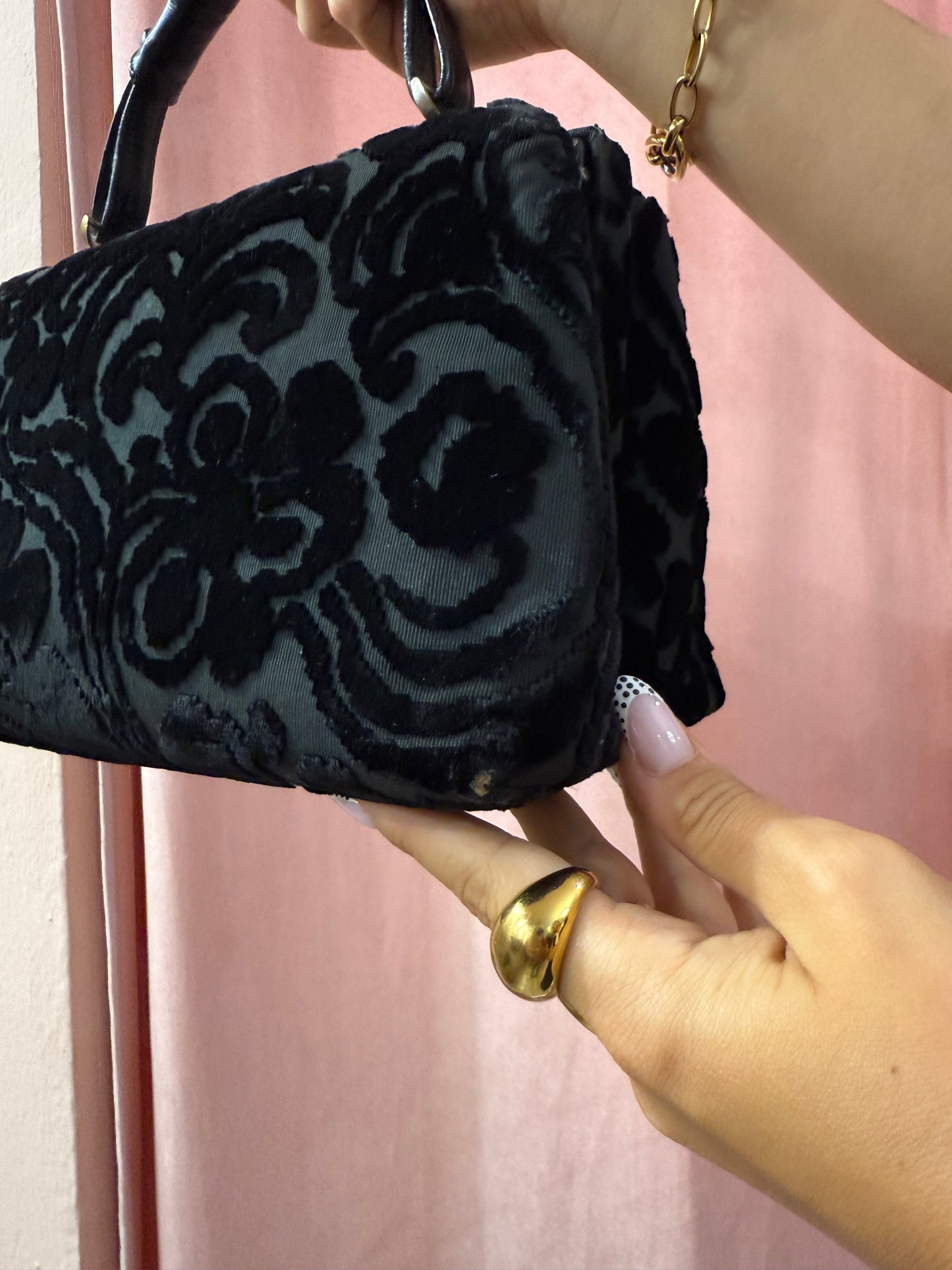 Borsa bauletto vintage in velluto