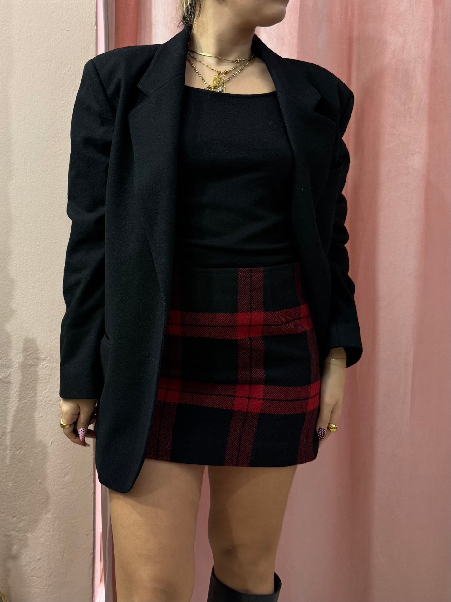 Mini gonna a tubino rossa e nera 00s