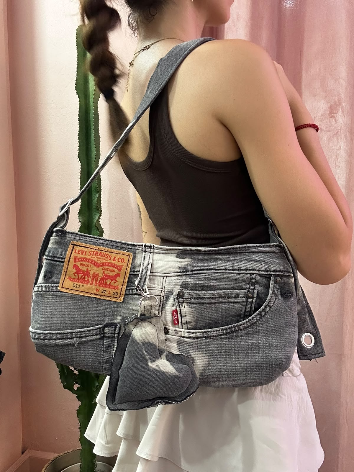 Borsa Levis baguette upcycling tie dye antracite