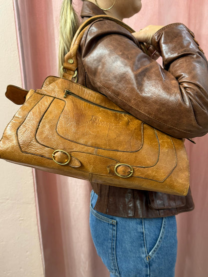 Borsa in pelle color cuoio y2k