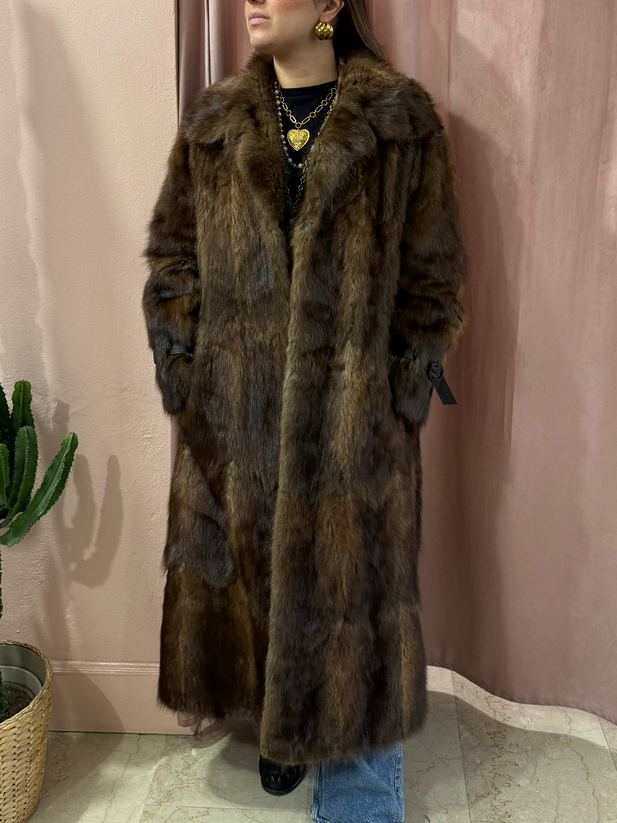 Pelliccia lunga vintage in visone