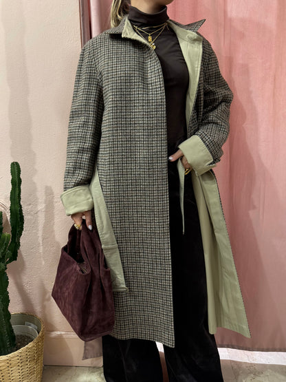 Trench in lana e cotone double face