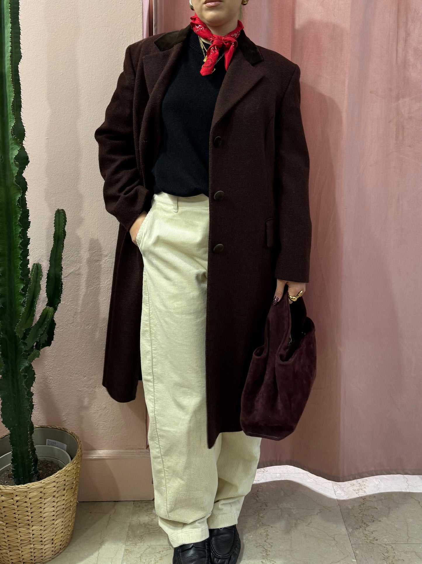 Cappotto burgundy in pura lana