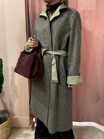 Trench in lana e cotone double face