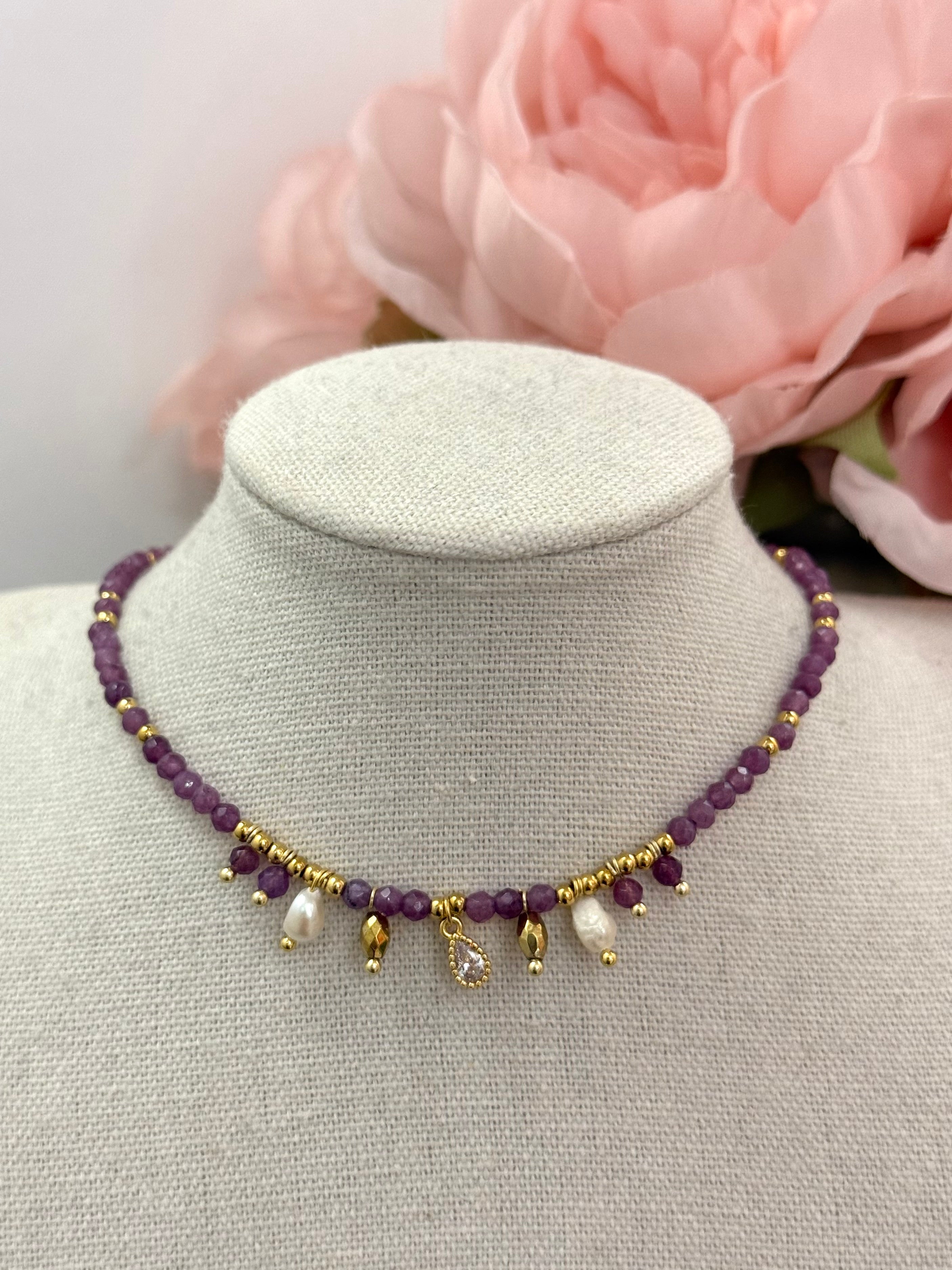 Collana girocollo pietre sfaccettate