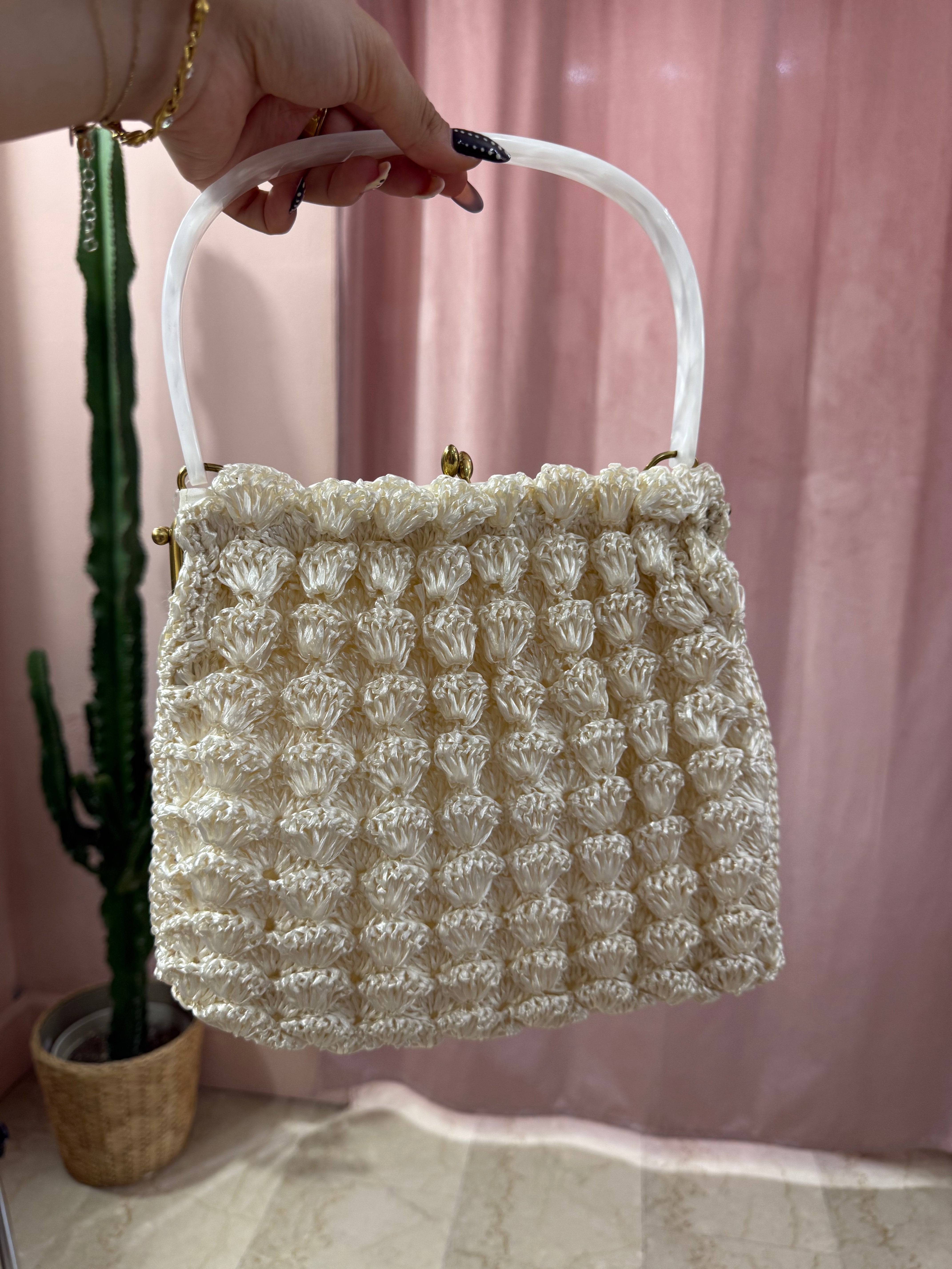 Borsa vintage anni 50 bianco panna