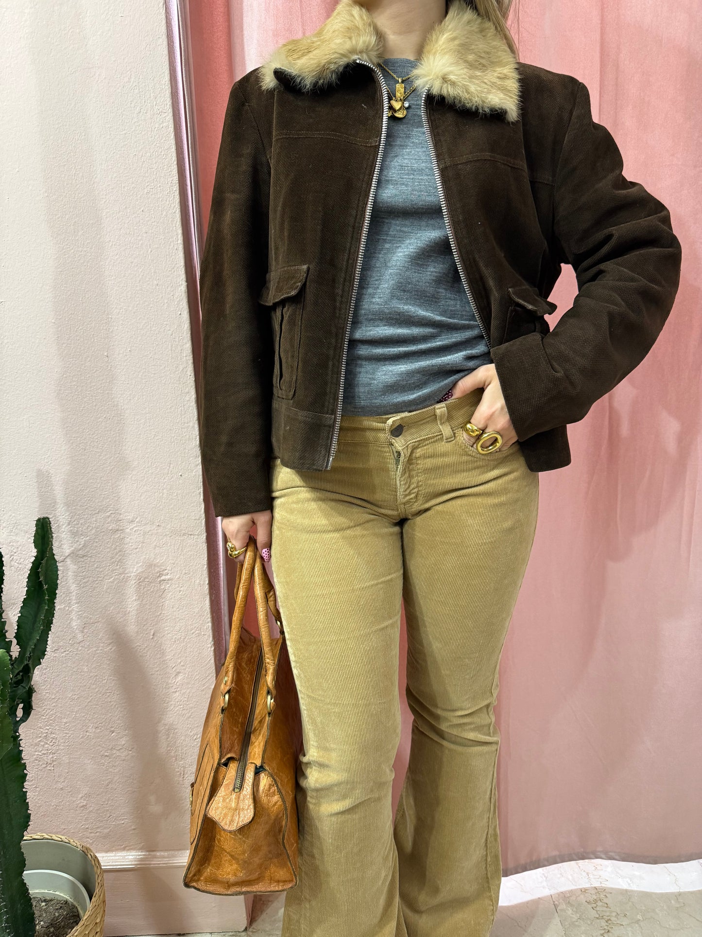 Pantaloni Phard 00s a costine beige