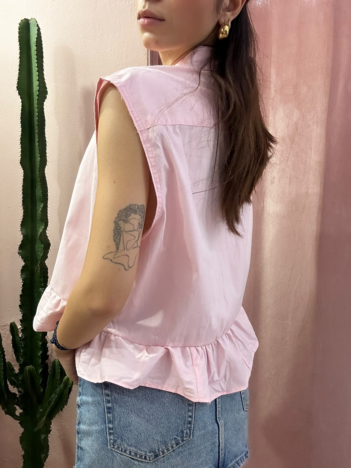 Camicia Tommy hilfiger upcycling volant rosa