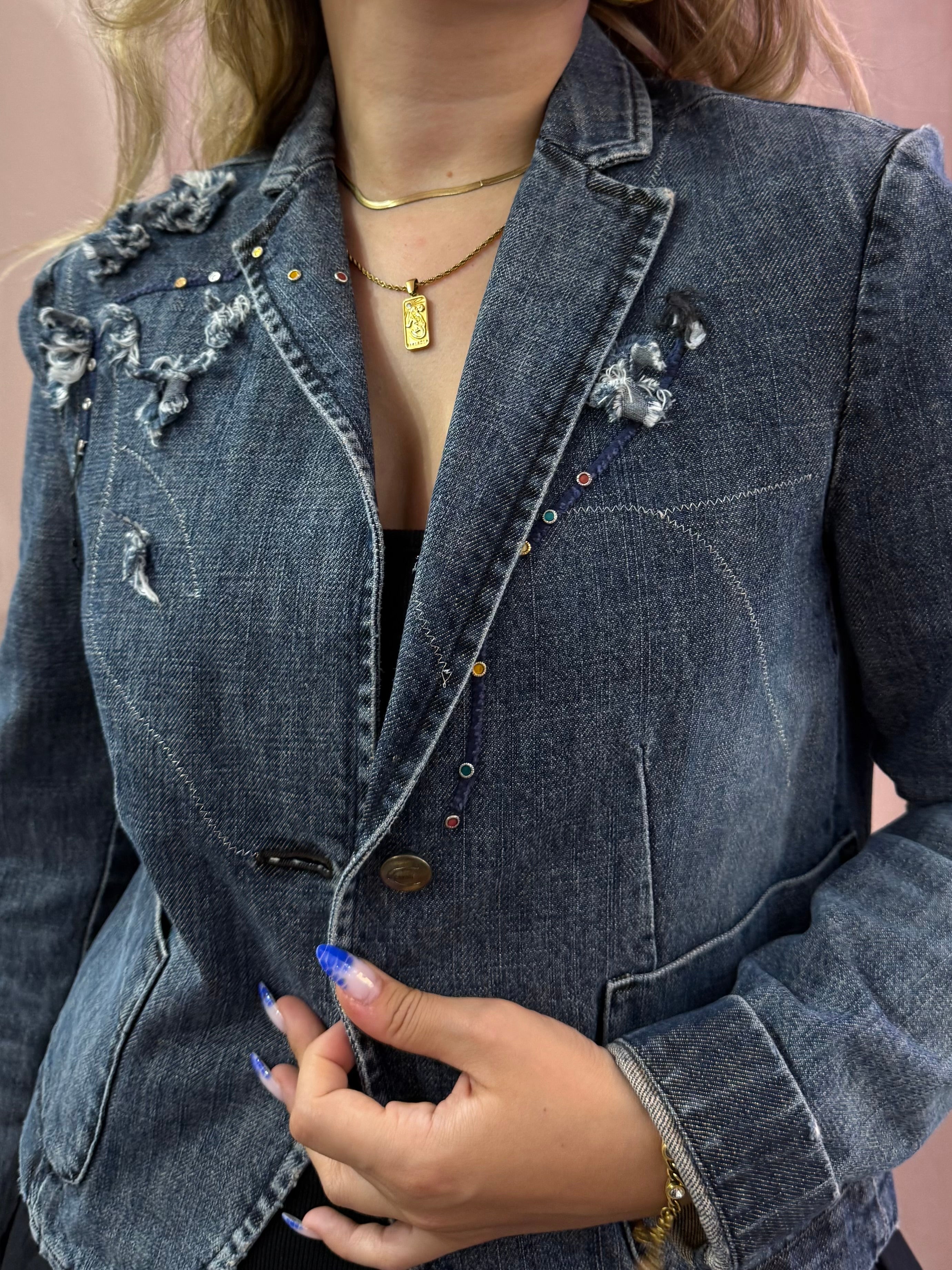 Giacca in denim Just Cavalli con applicazioni