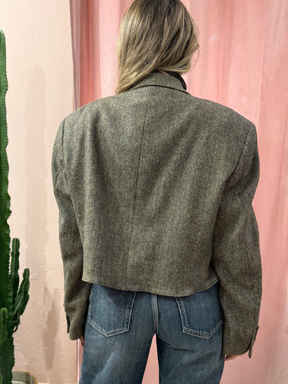 Blazer vintage crop spigato