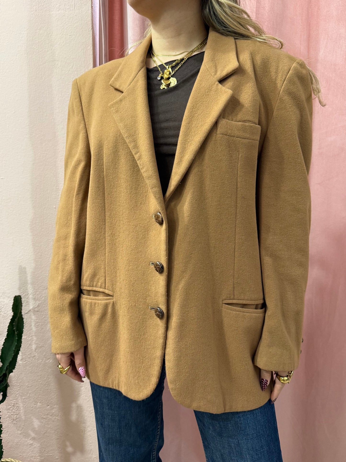 Blazer vintage tabacco misto cashmere
