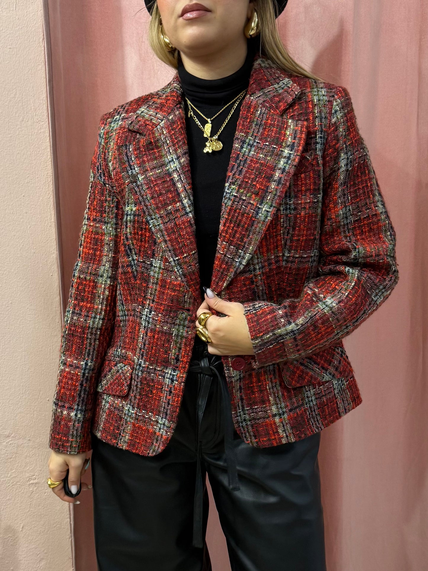 Blazer tartan sul rosso