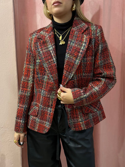 Blazer tartan sul rosso