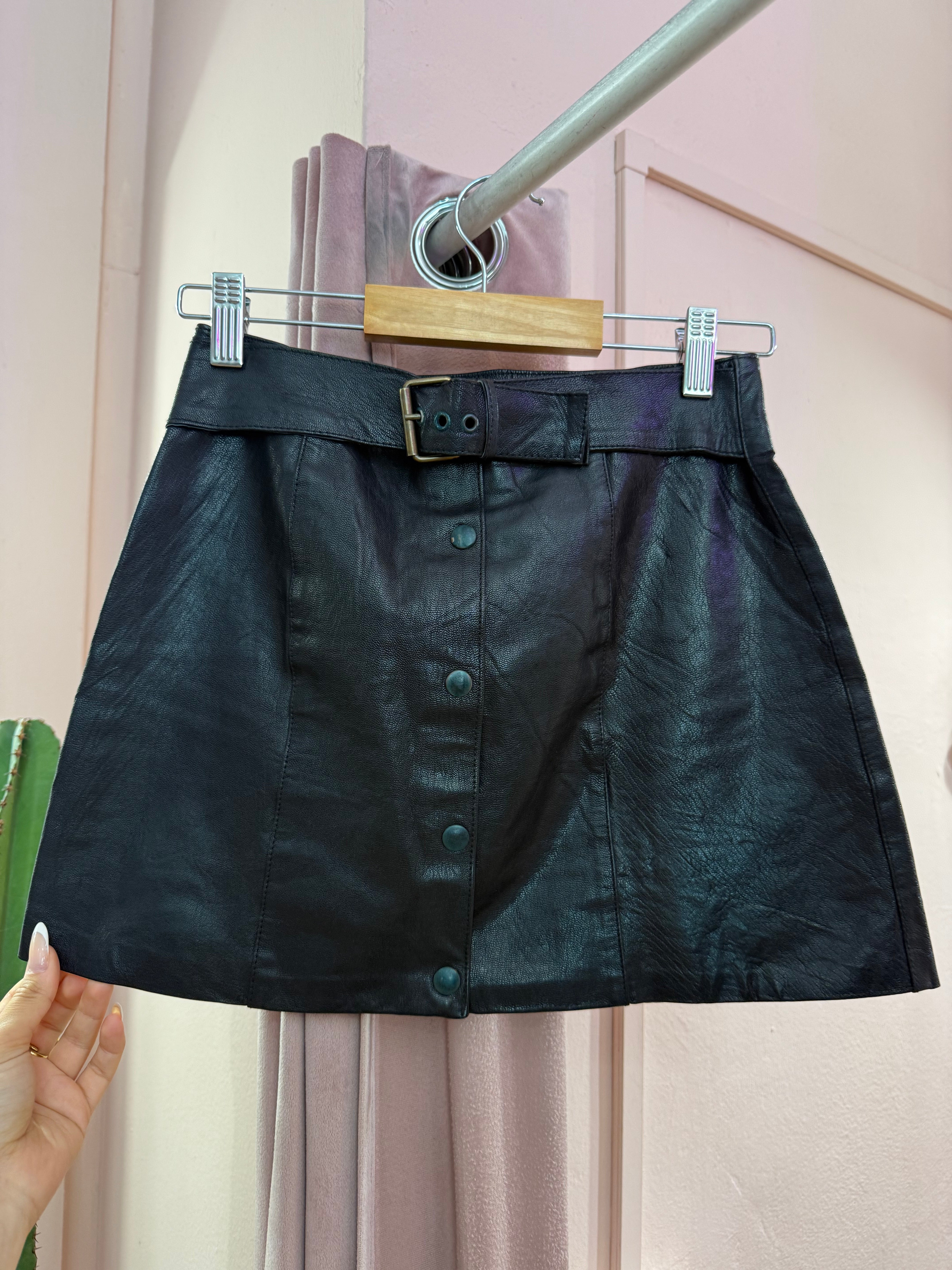Minigonna nera in vera pelle