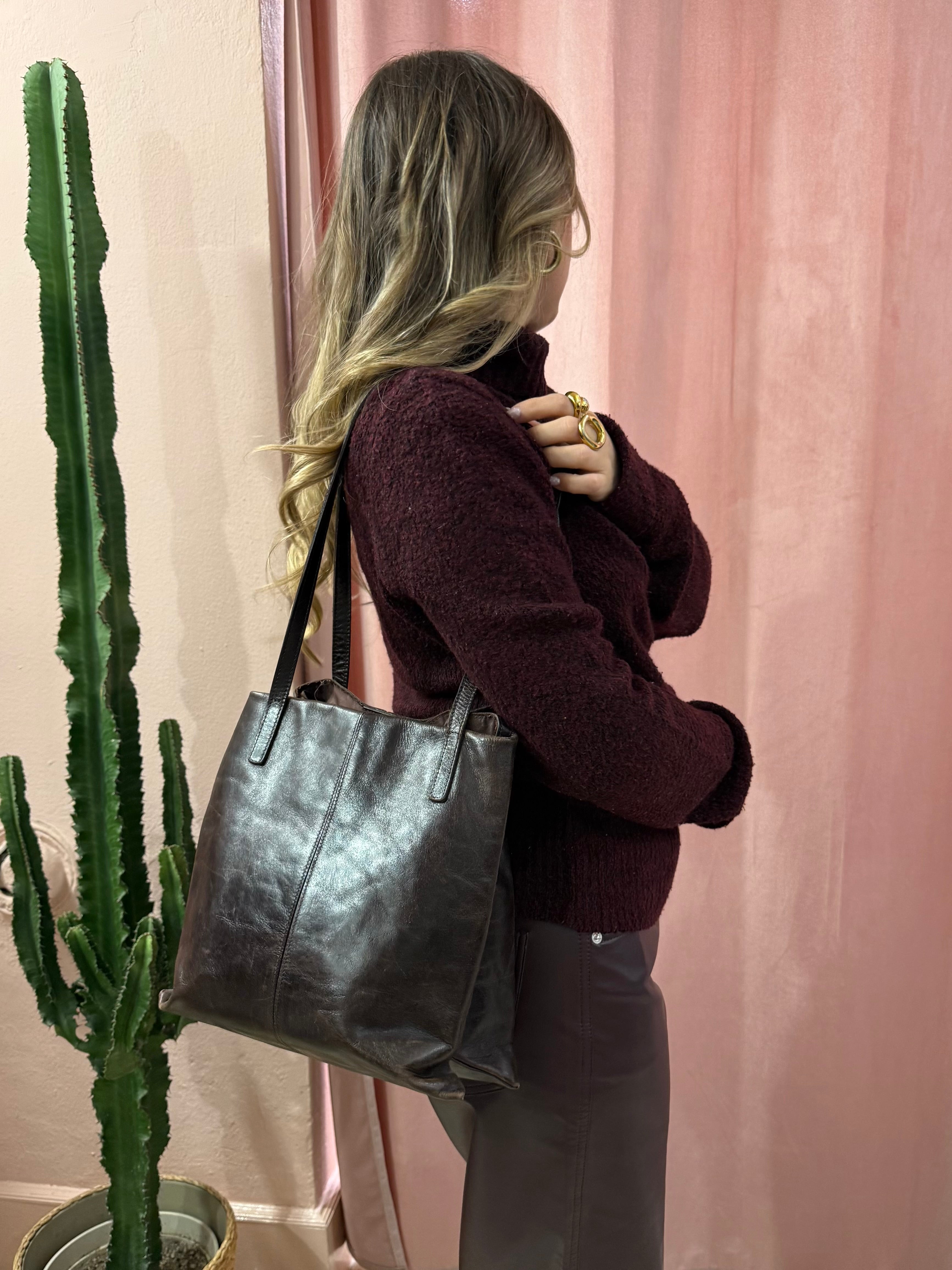 Borsa in vera pelle moro