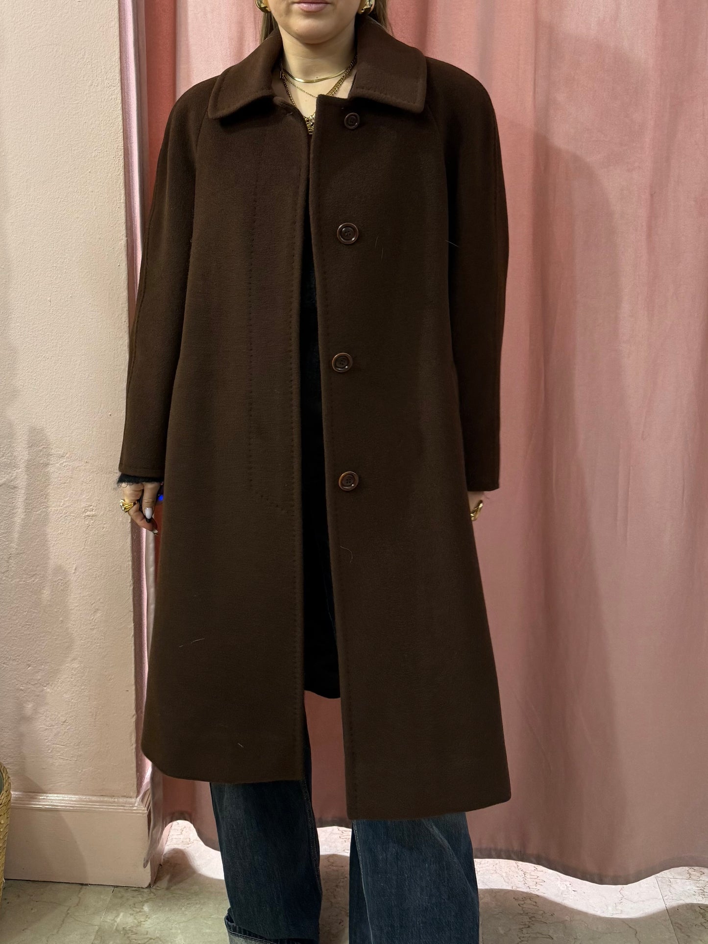 Cappotto vintage in lana cioccolato