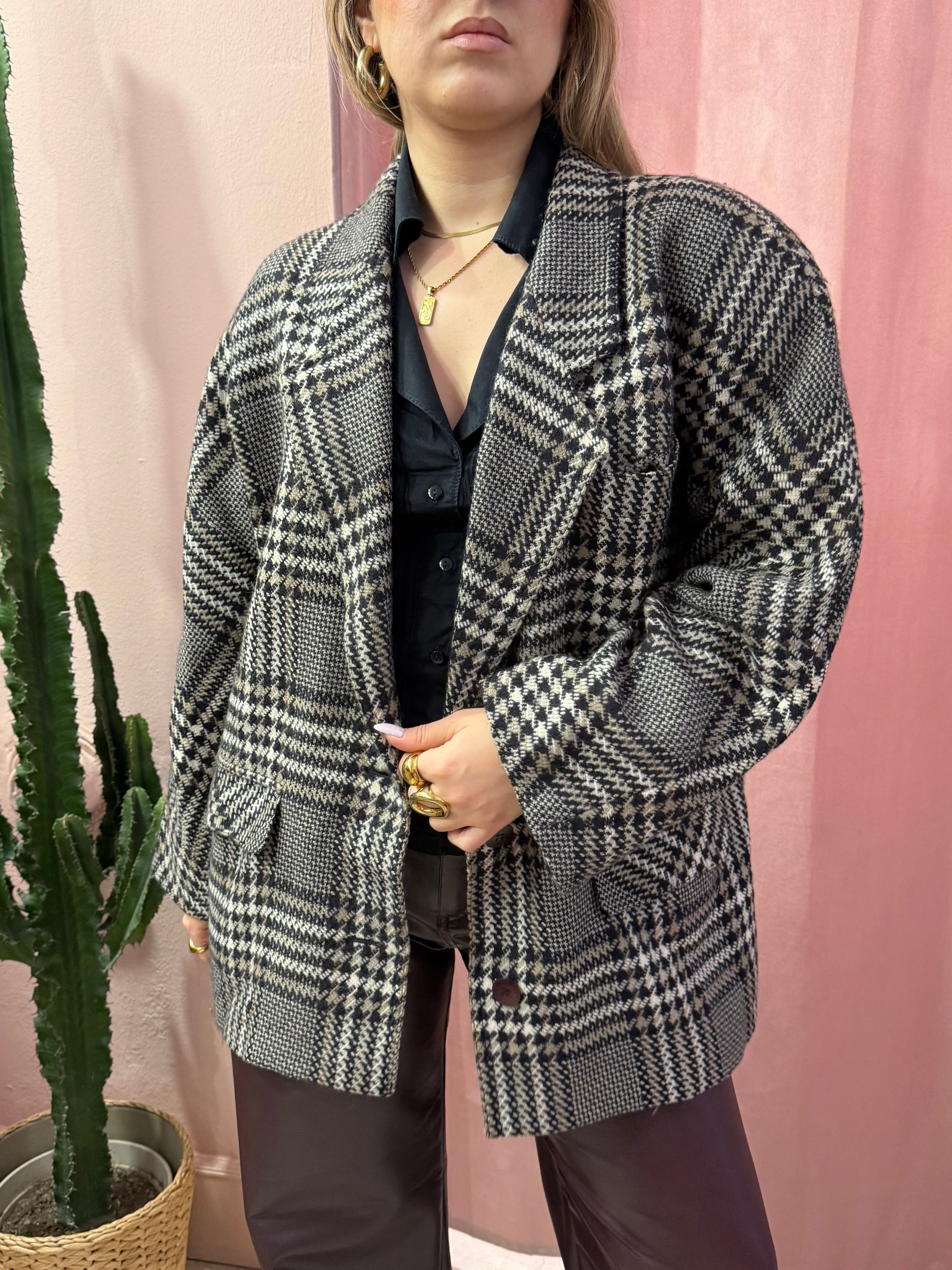 Blazer vintage principe di Galles grigio