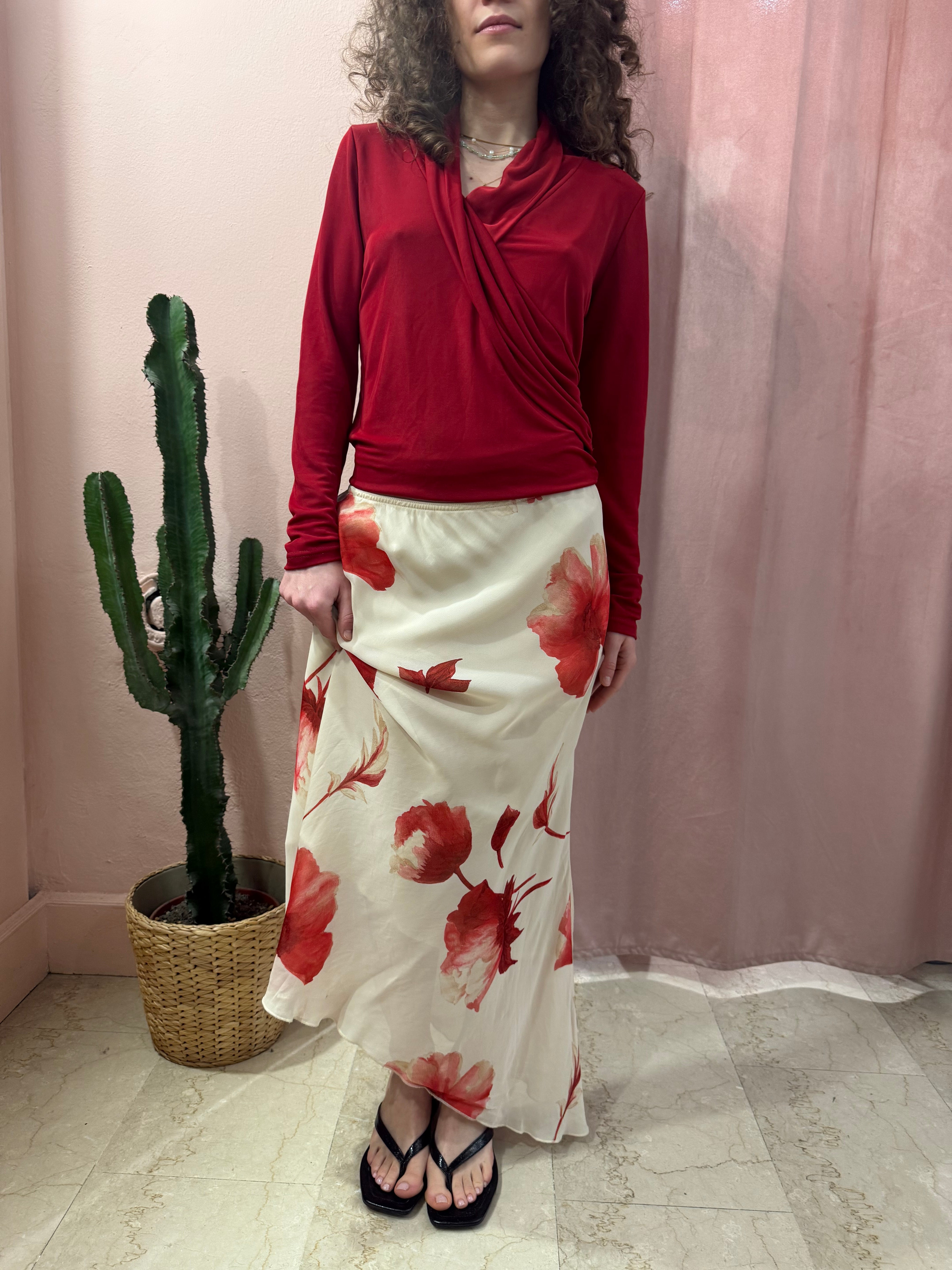 Maxi gonna anni 2000 fantasia fiori