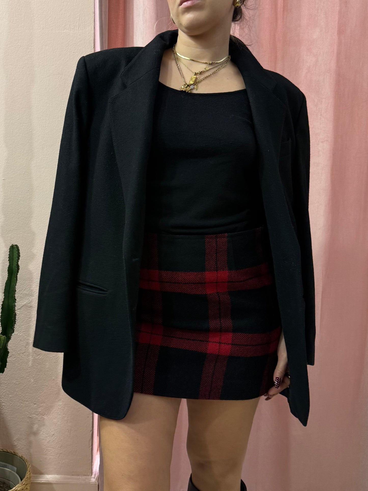 Mini gonna a tubino rossa e nera 00s