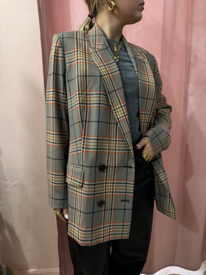 Blazer principe di Galles grigio e arancio