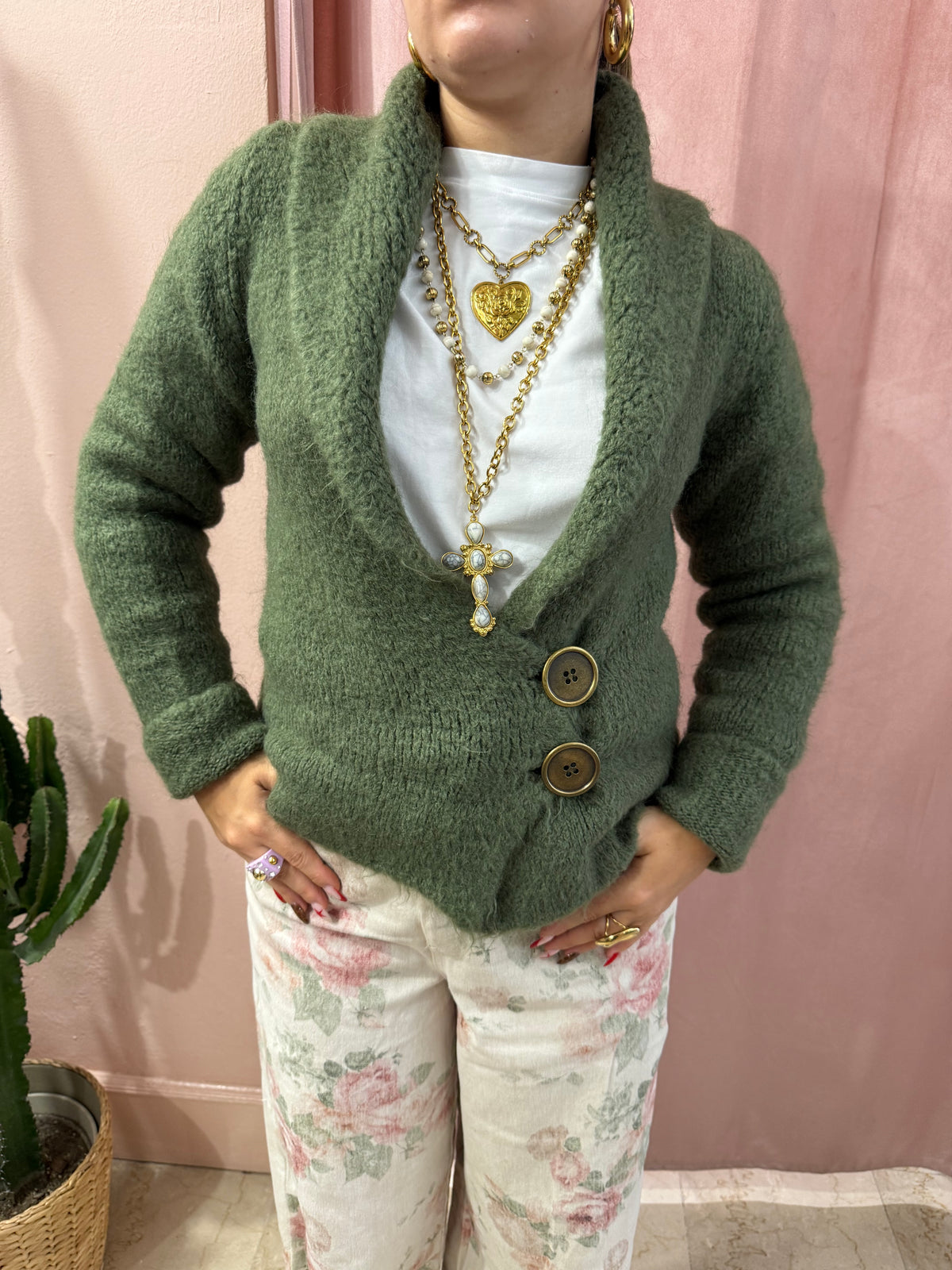Cardigan verde militare