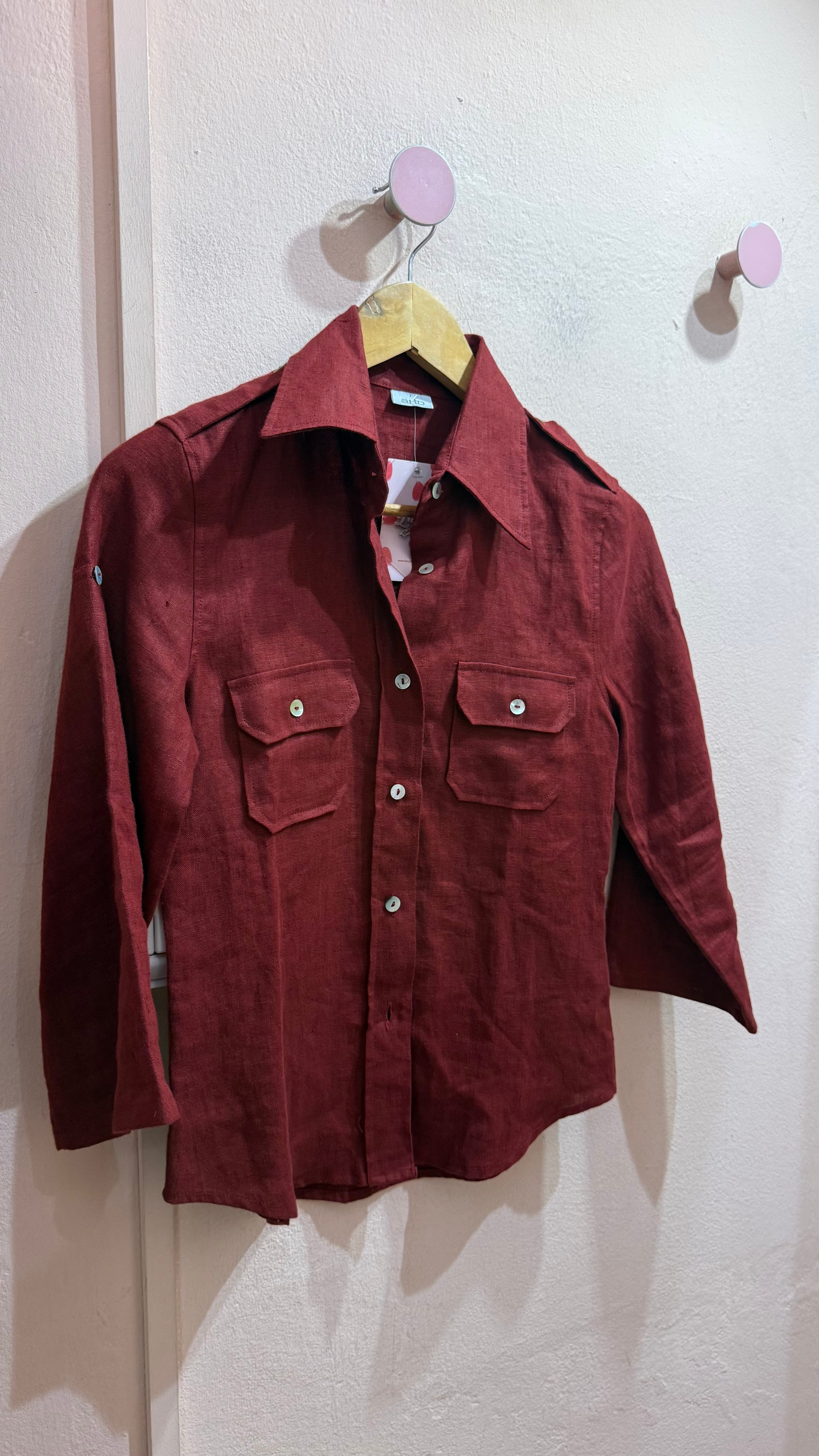 Camicia Bordeaux in lino