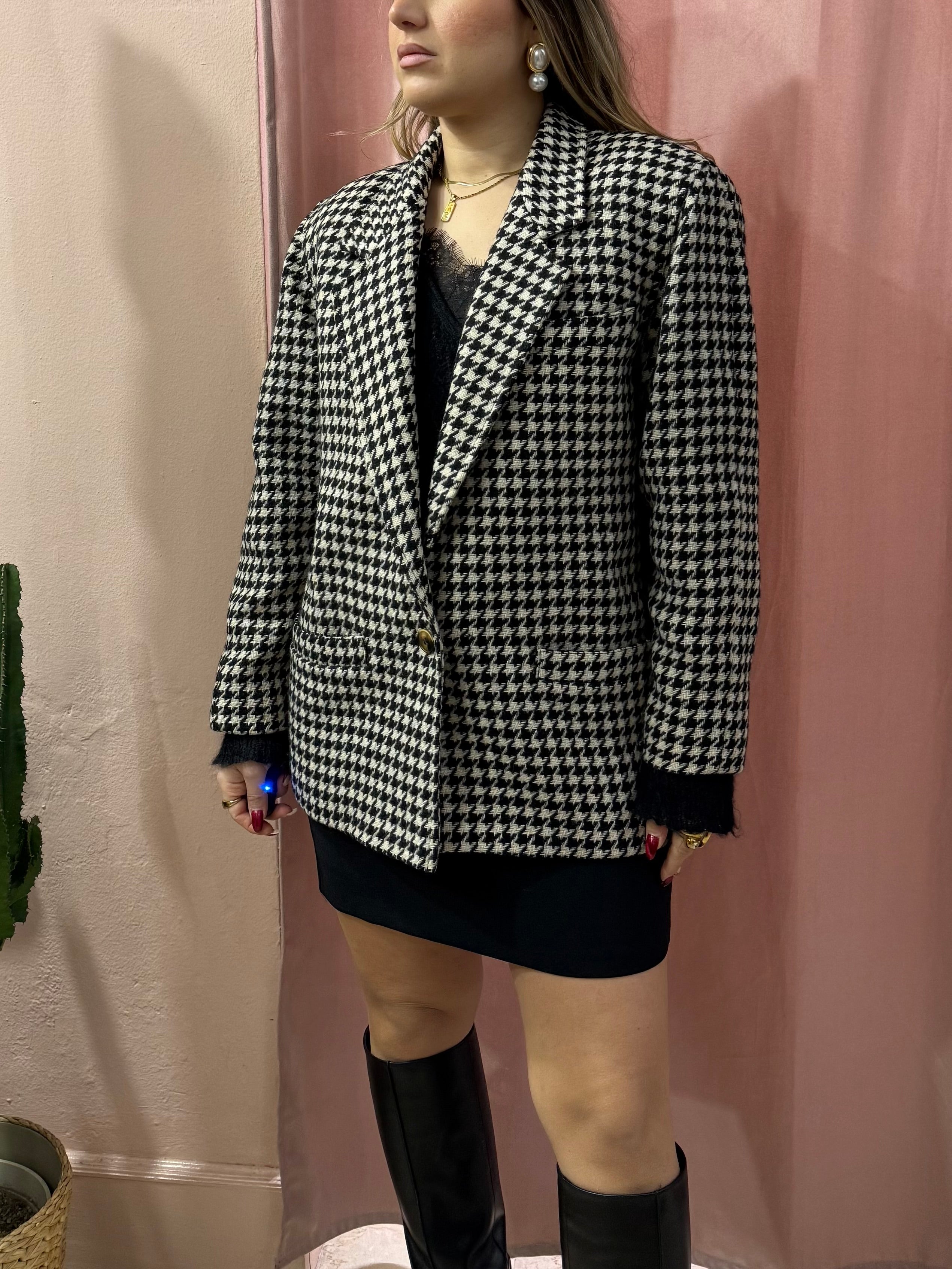 Blazer vintage in lana pied de poule