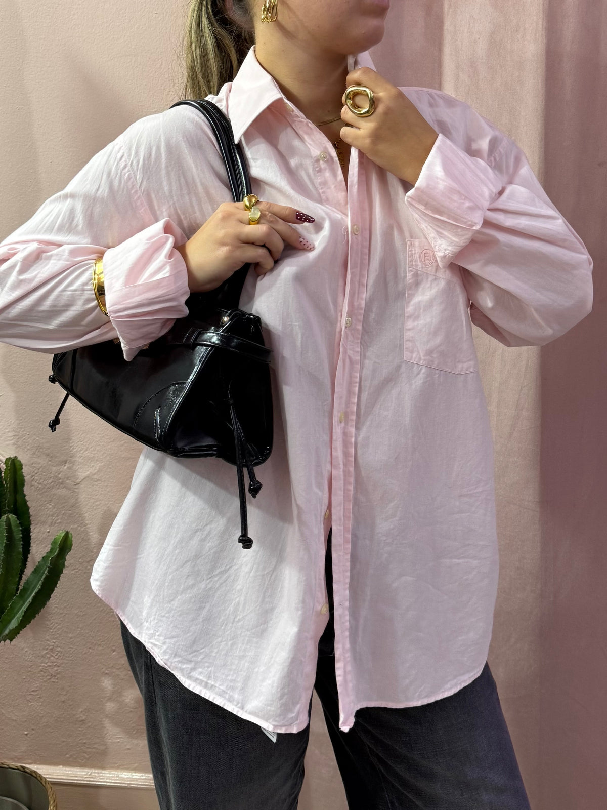 Camicia Fendi vintage rosa pastello