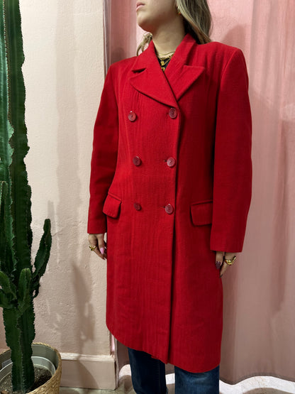 Cappotto vintage rosso Gina Lebole misto cashmere