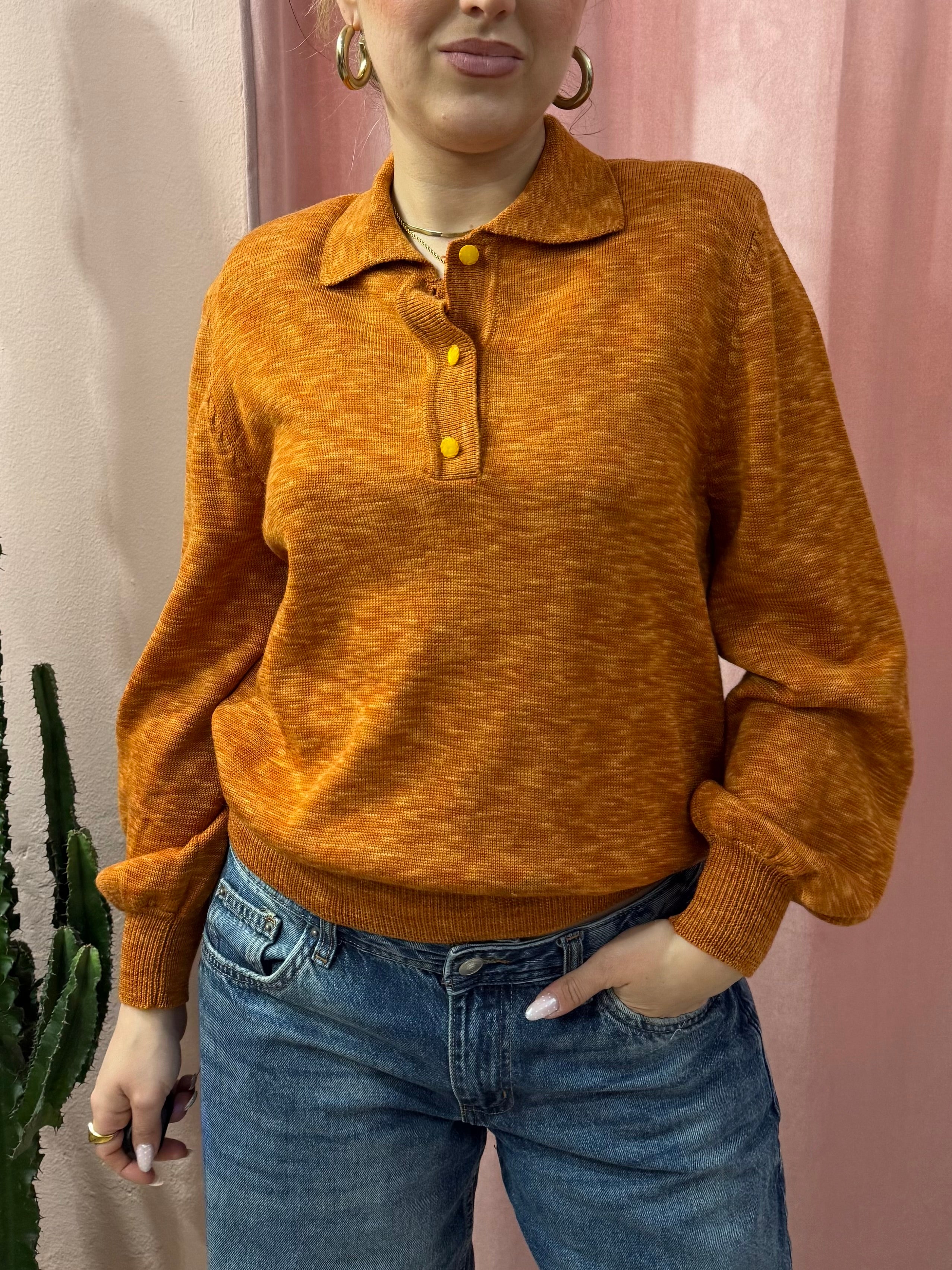 Maglione arancio mélange modello polo