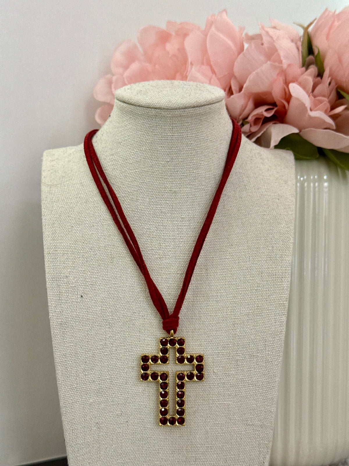 Collana croce con strass