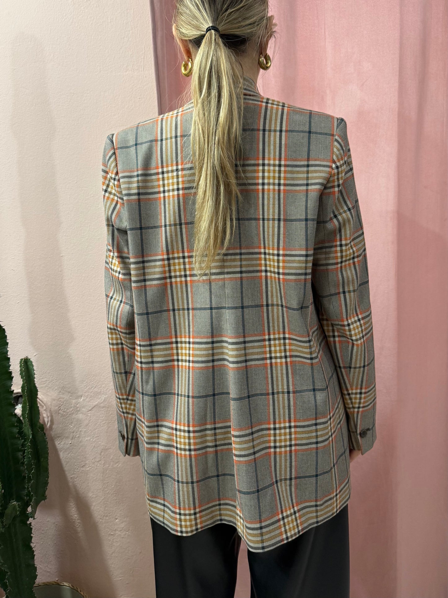 Blazer principe di Galles grigio e arancio