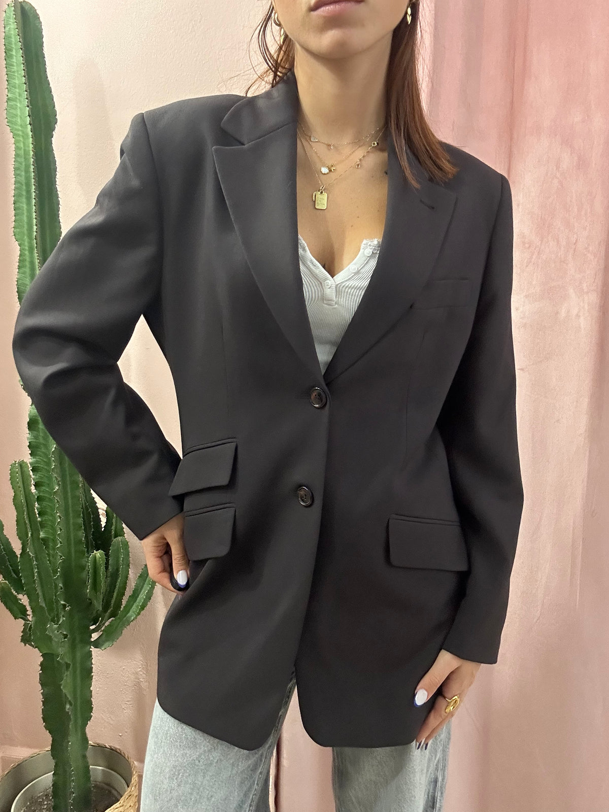 Blazer cioccolato monopetto