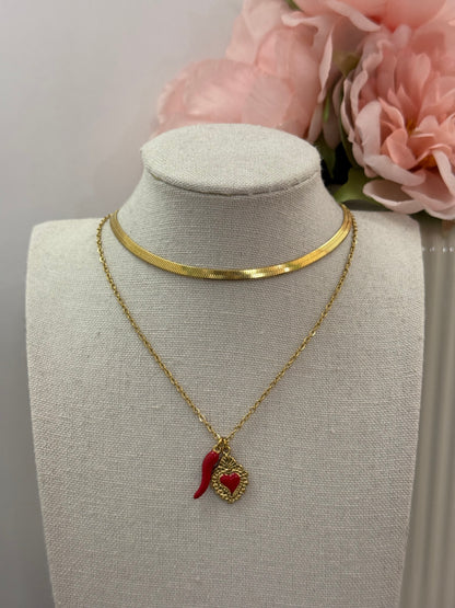 Collana Cuore Sacro portafortuna gold