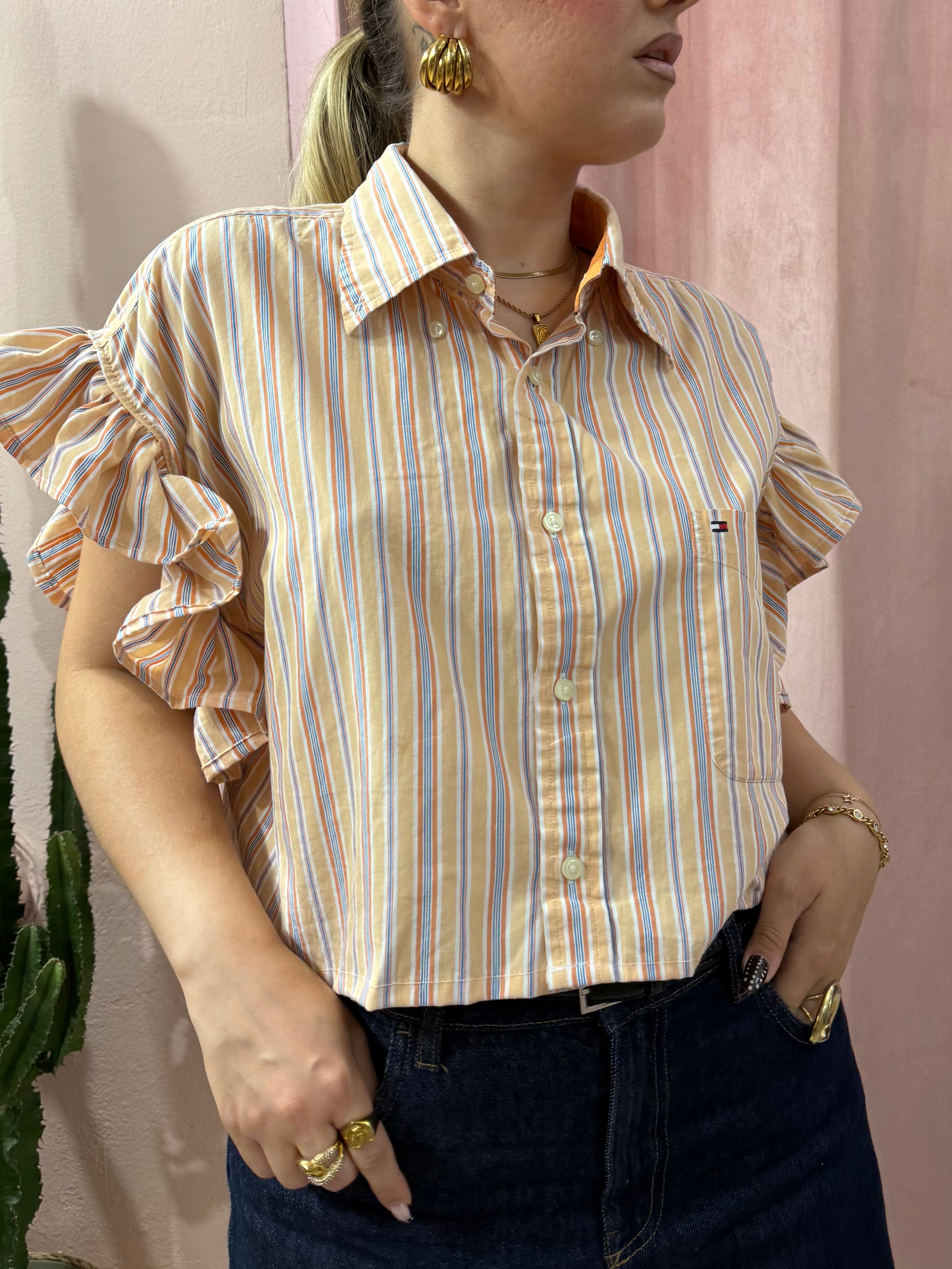 Camicia Tommy Hilfiger upcycling volant a righe