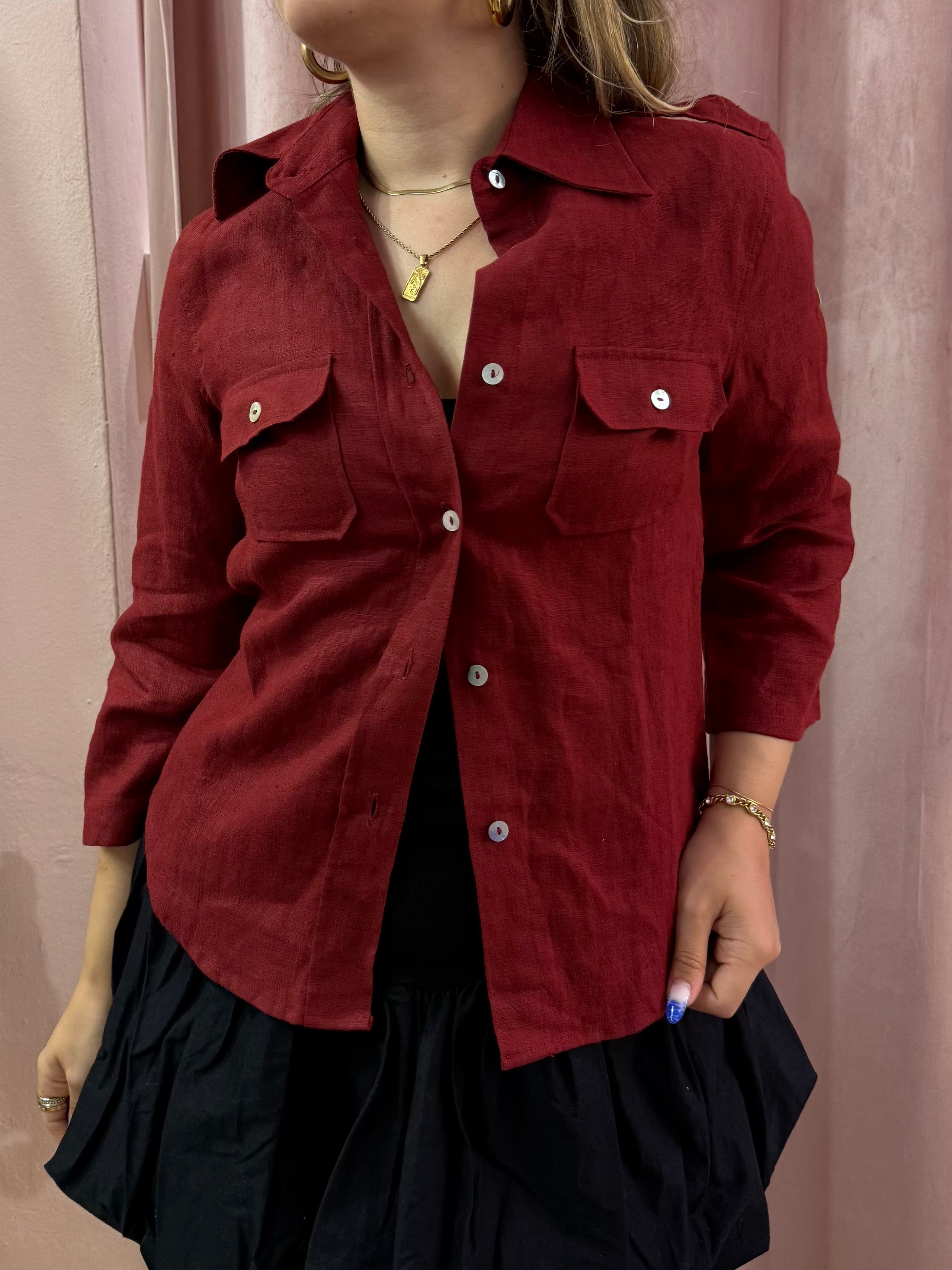 Camicia Bordeaux in lino