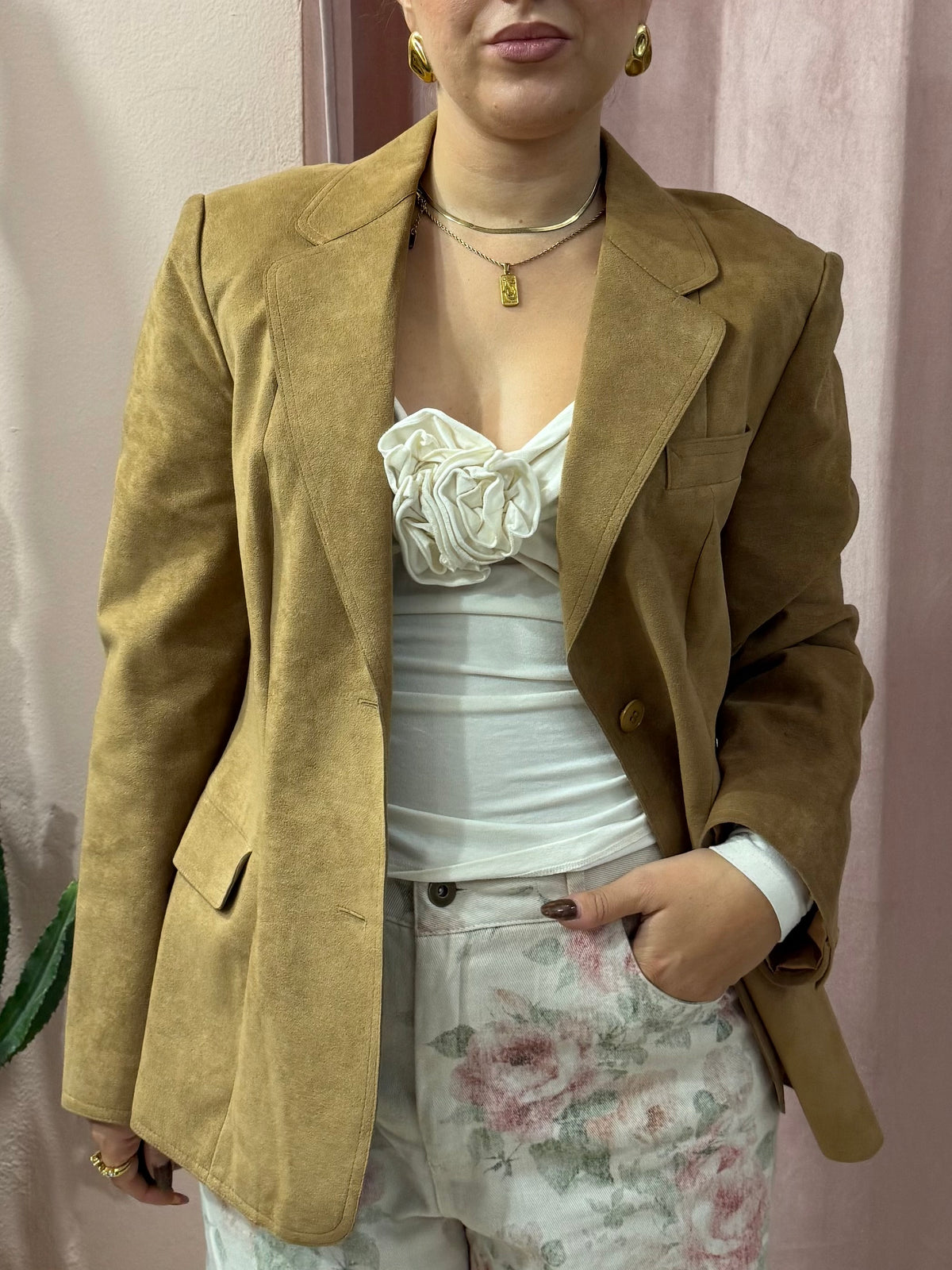 Blazer effetto scamosciato