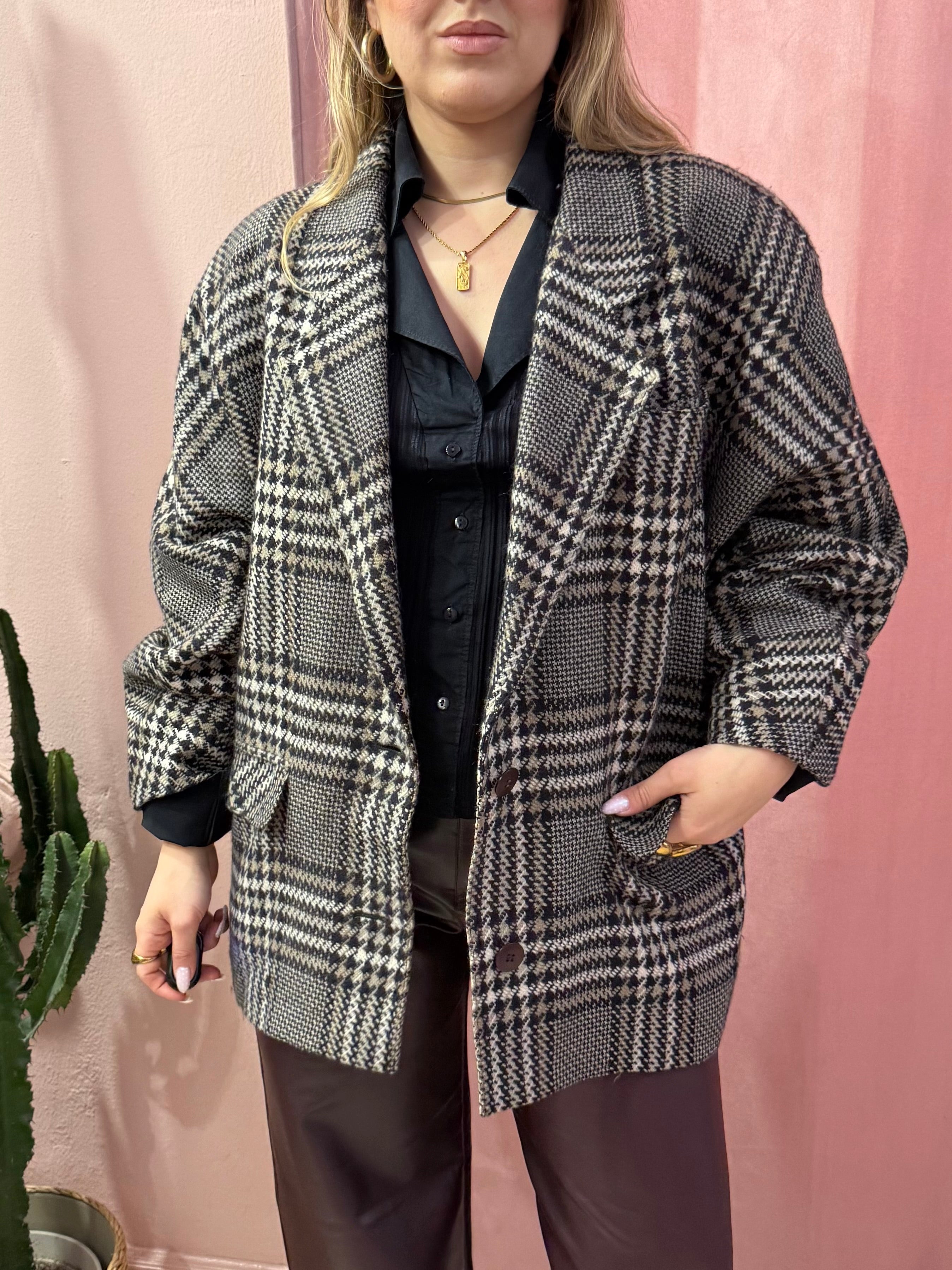 Blazer vintage principe di Galles grigio