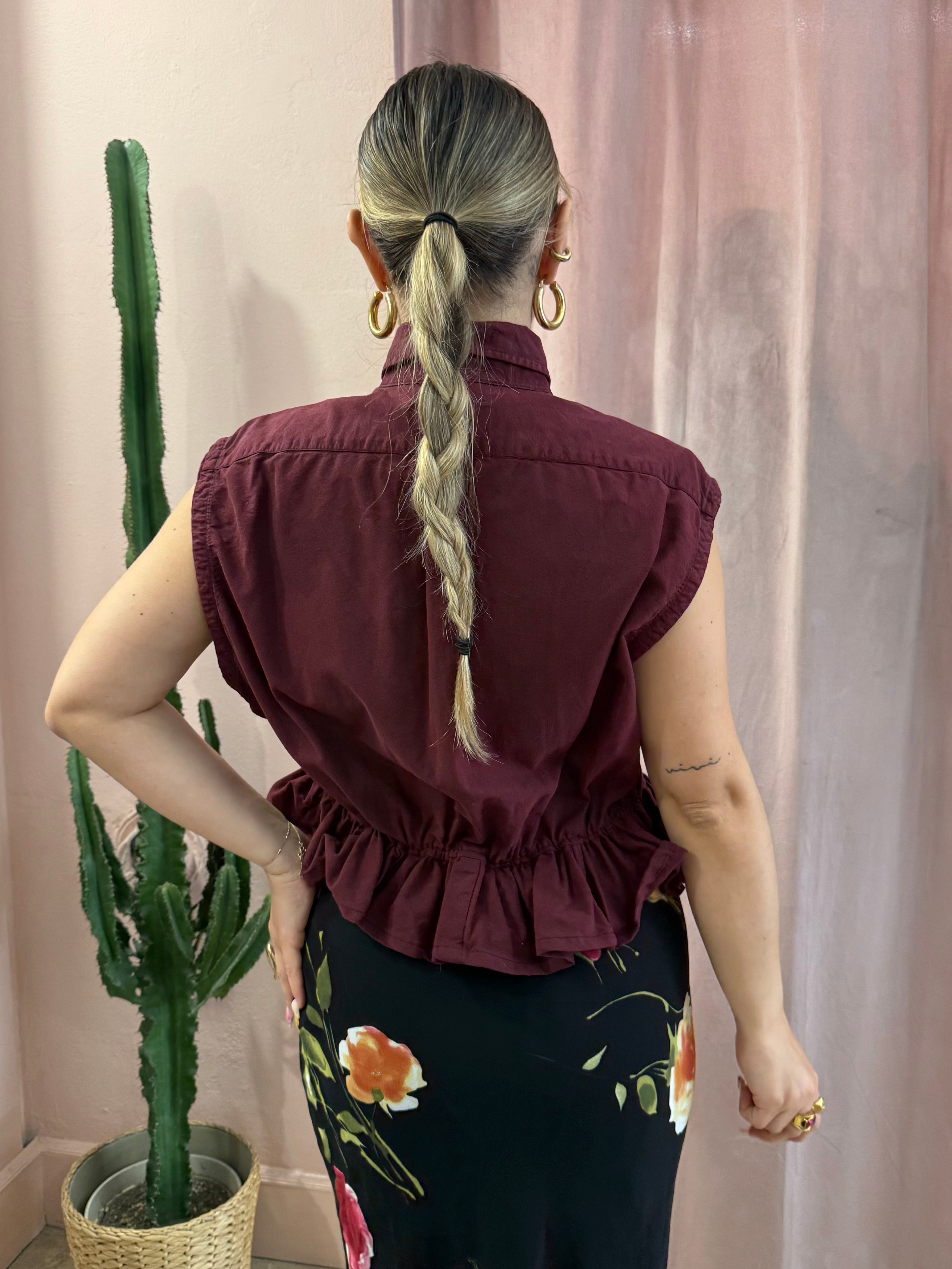 Camicia Ralph Lauren upcycling volant vino