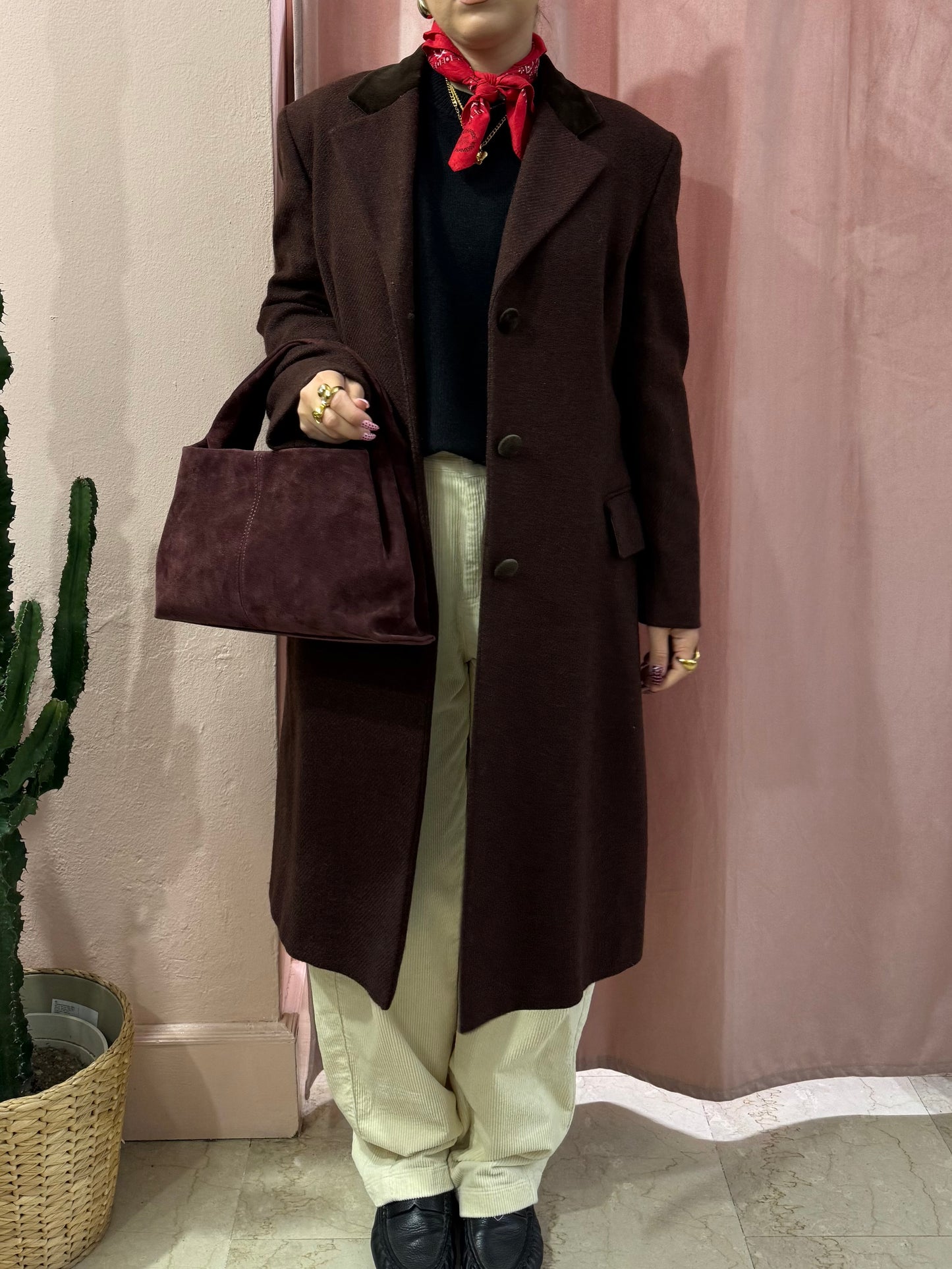 Cappotto burgundy in pura lana