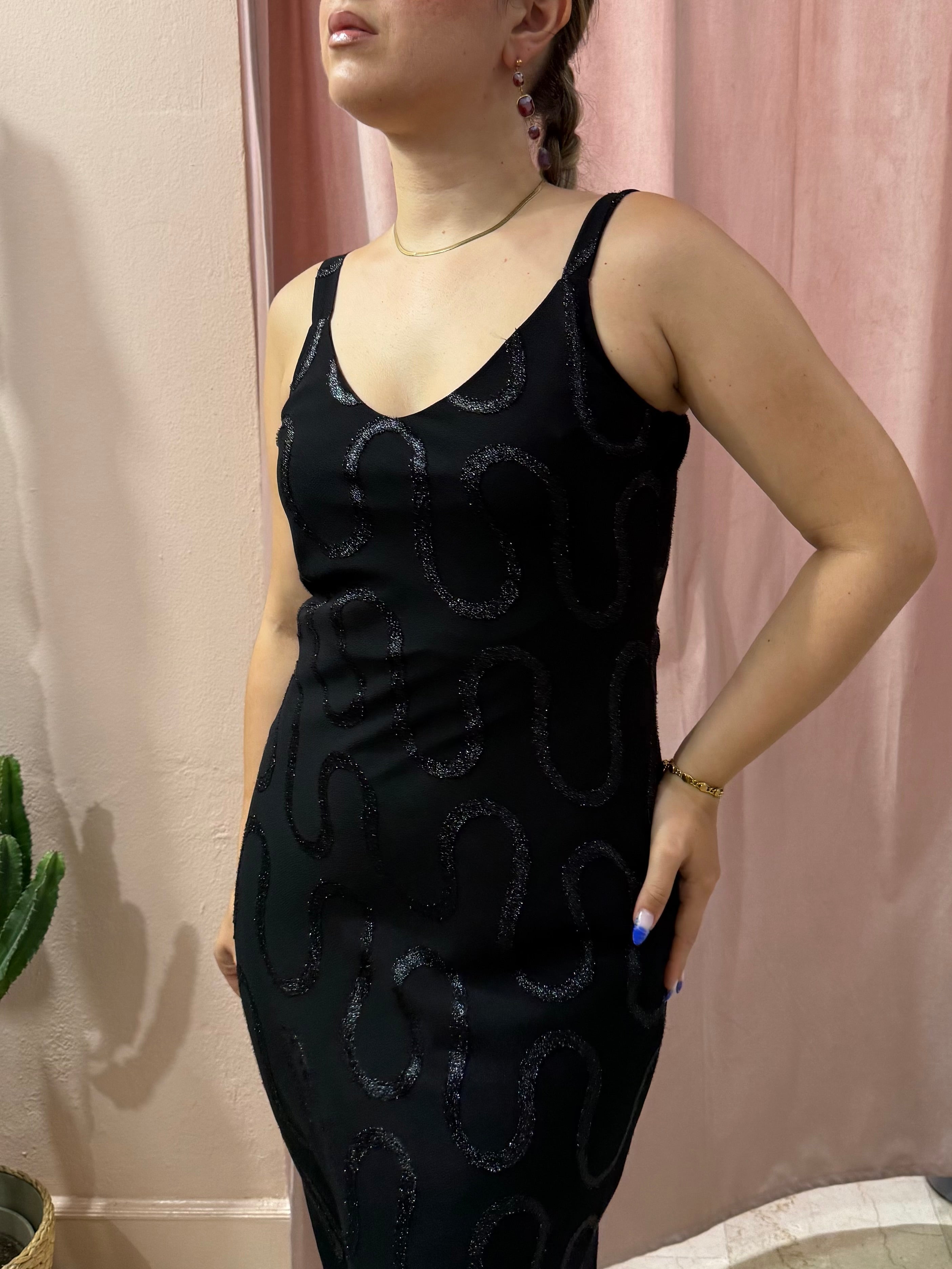 Vestito nero con inserti in lurex