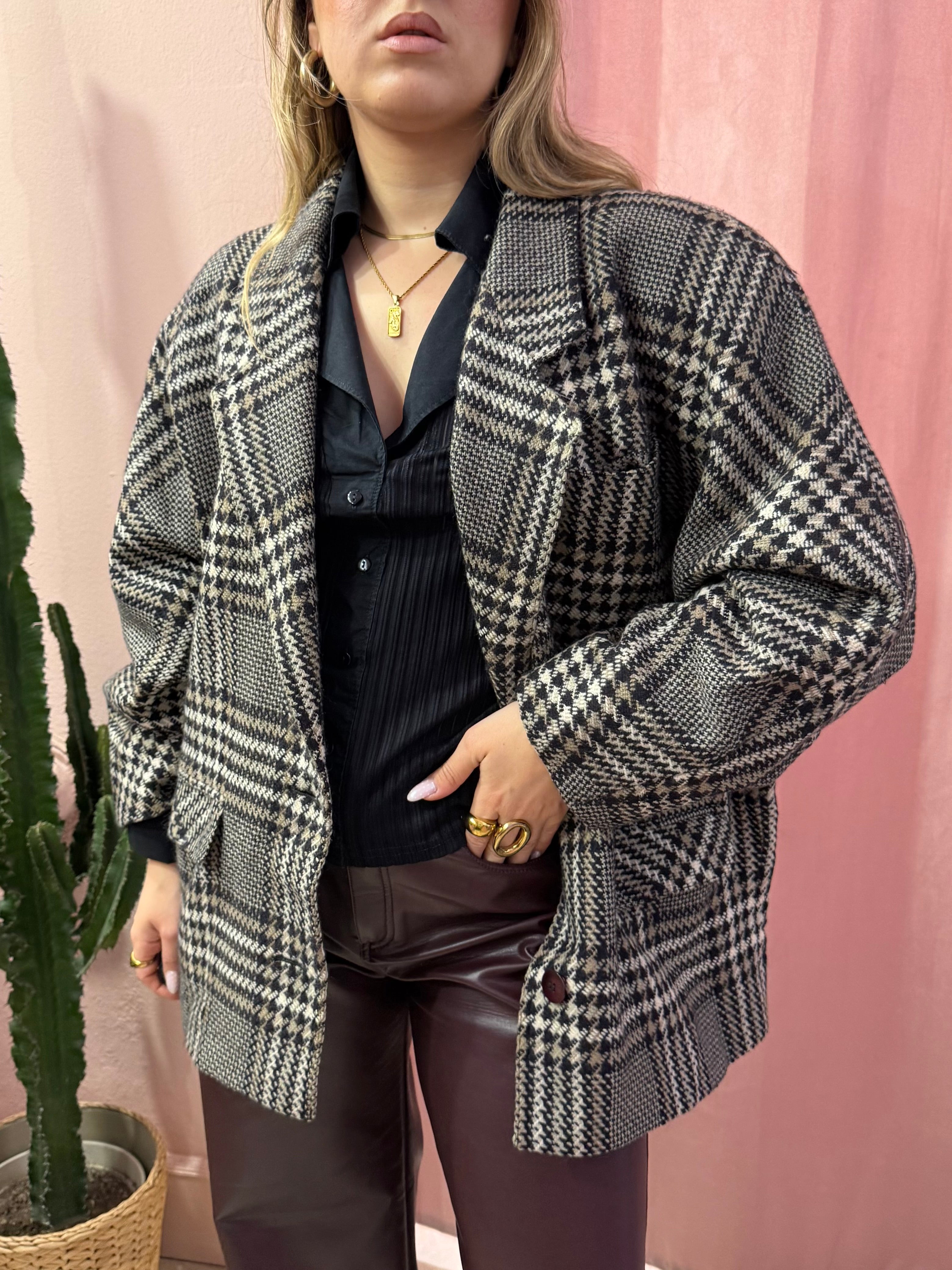Blazer vintage principe di Galles grigio