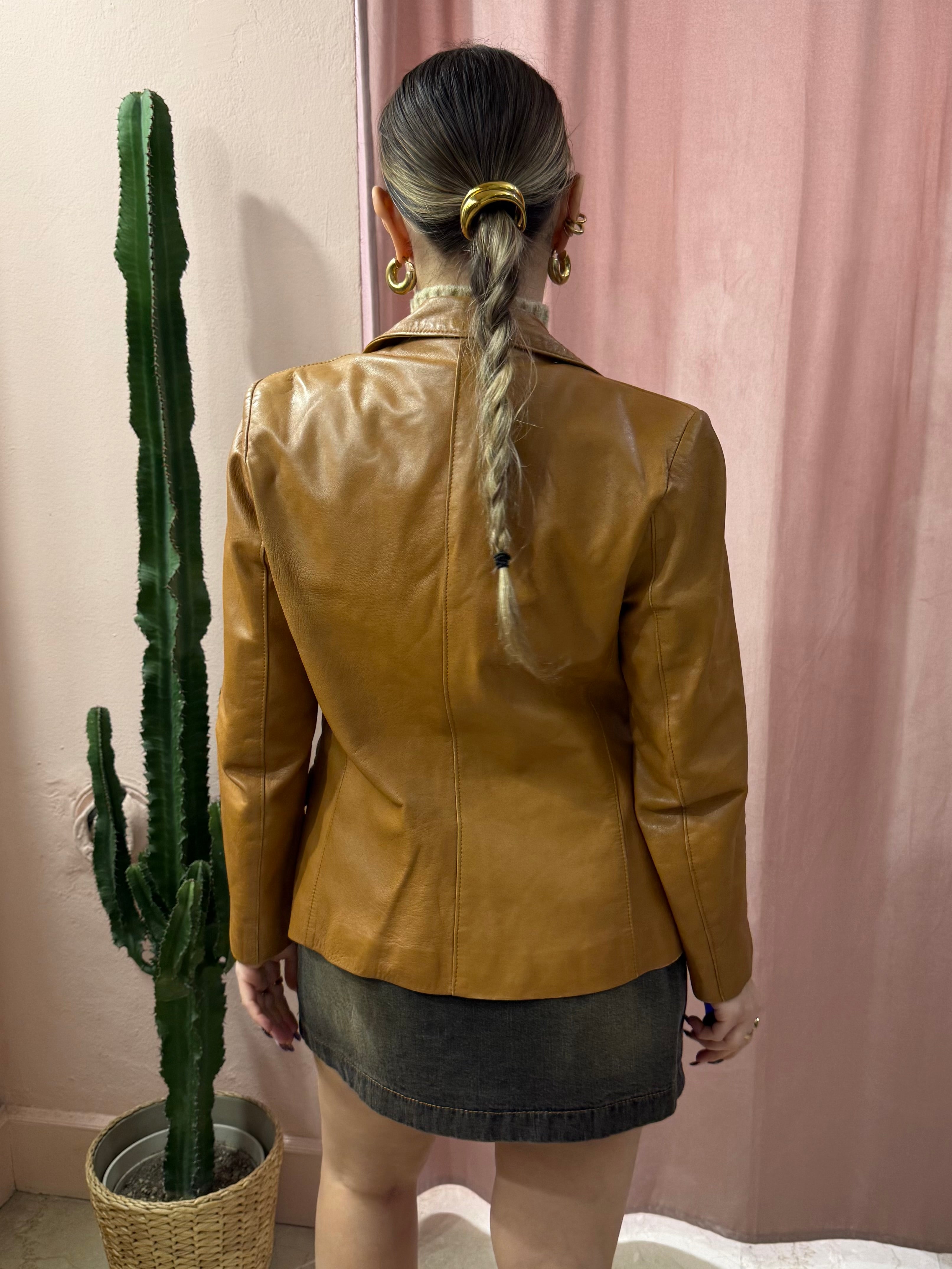 Giacca in vera pelle color cuoio