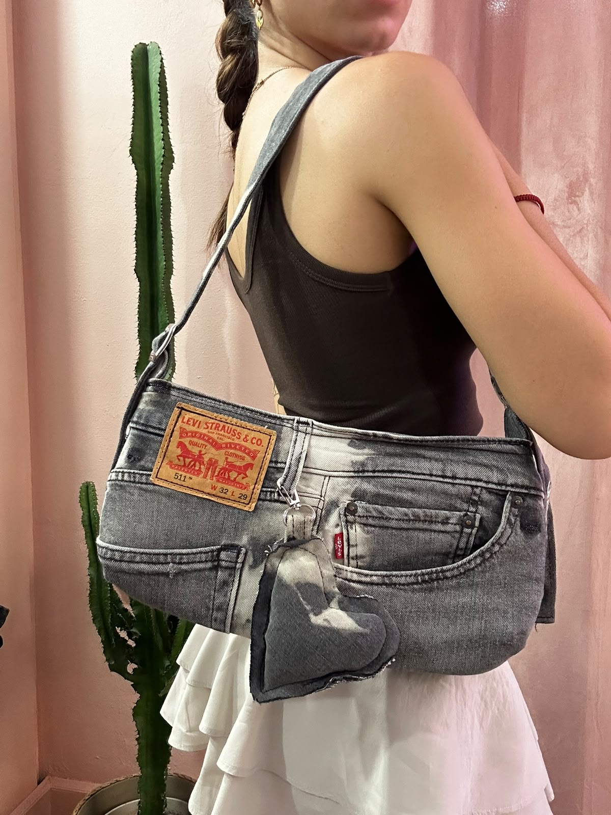 Borsa Levis baguette upcycling tie dye antracite