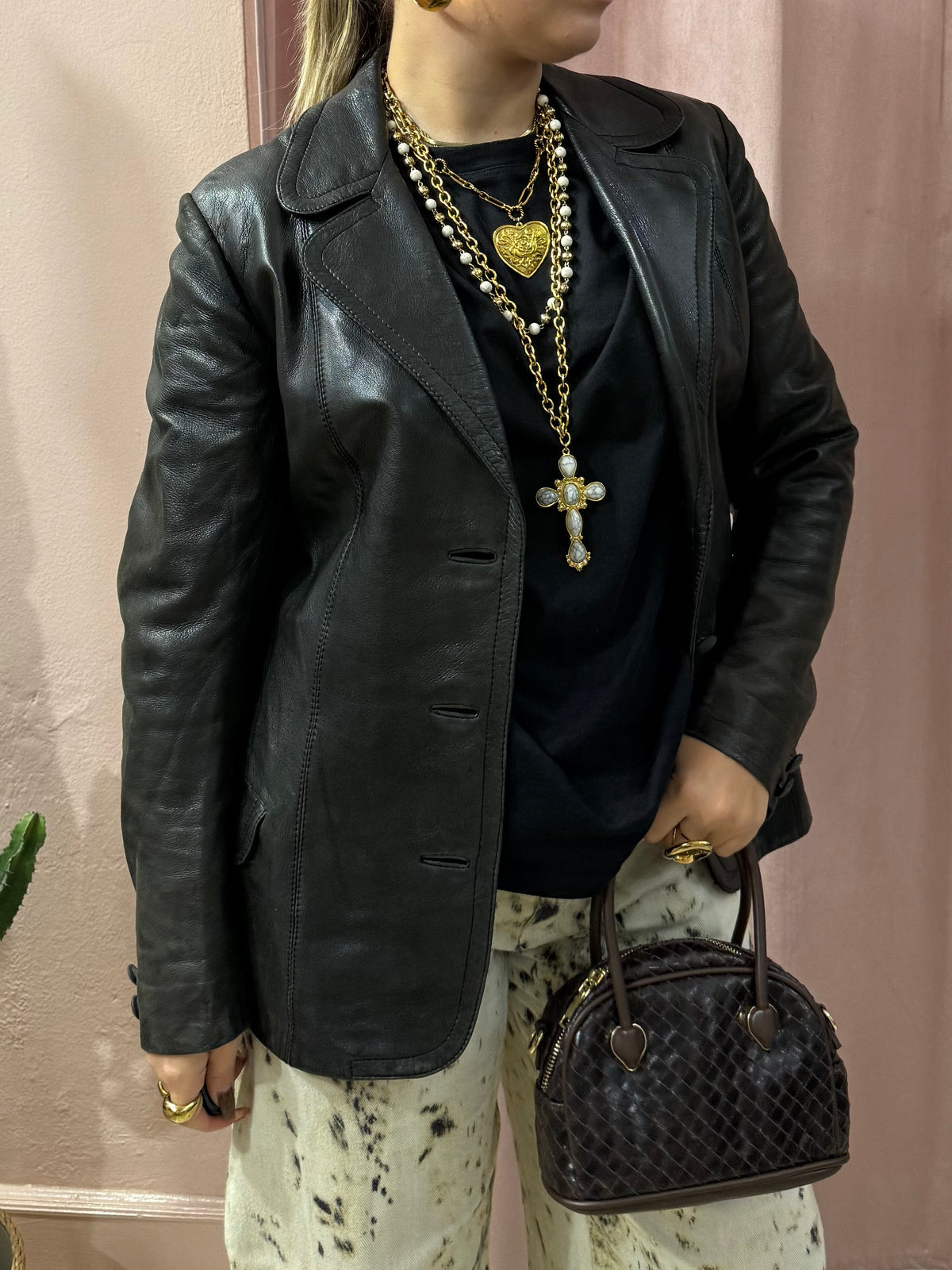 Giacca in vera pelle moro