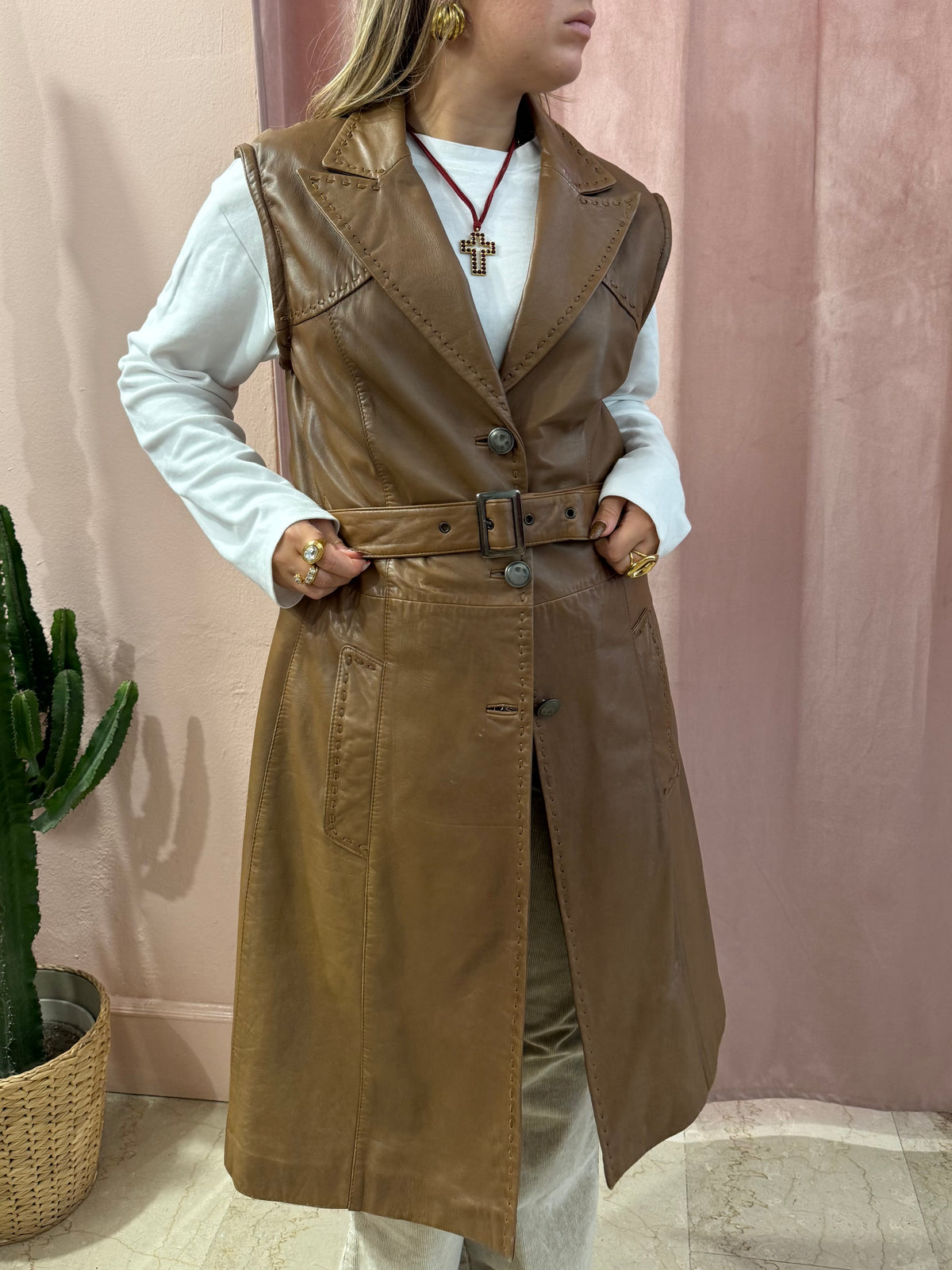 Smanicato in vera pelle biscotto