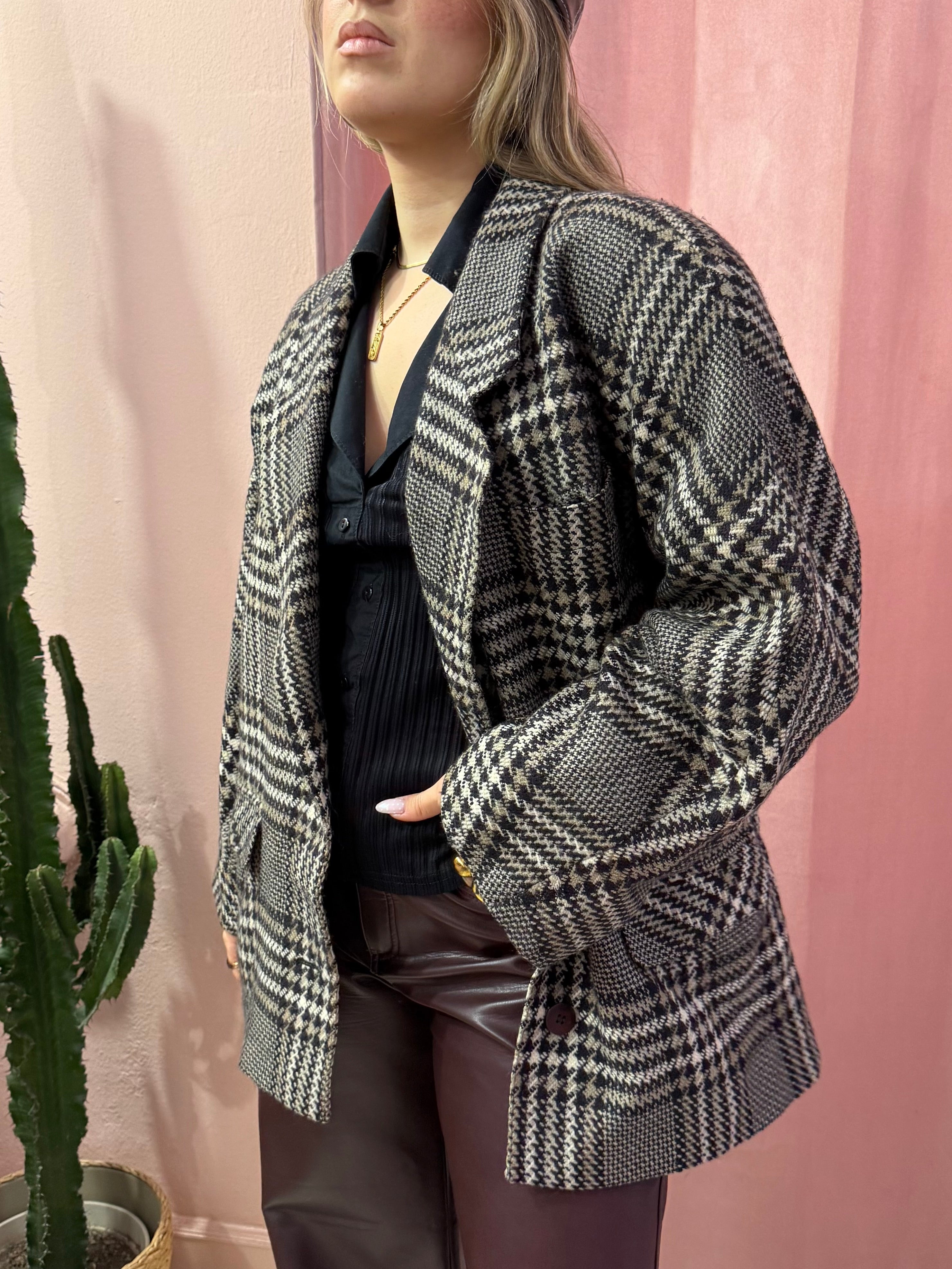 Blazer vintage principe di Galles grigio