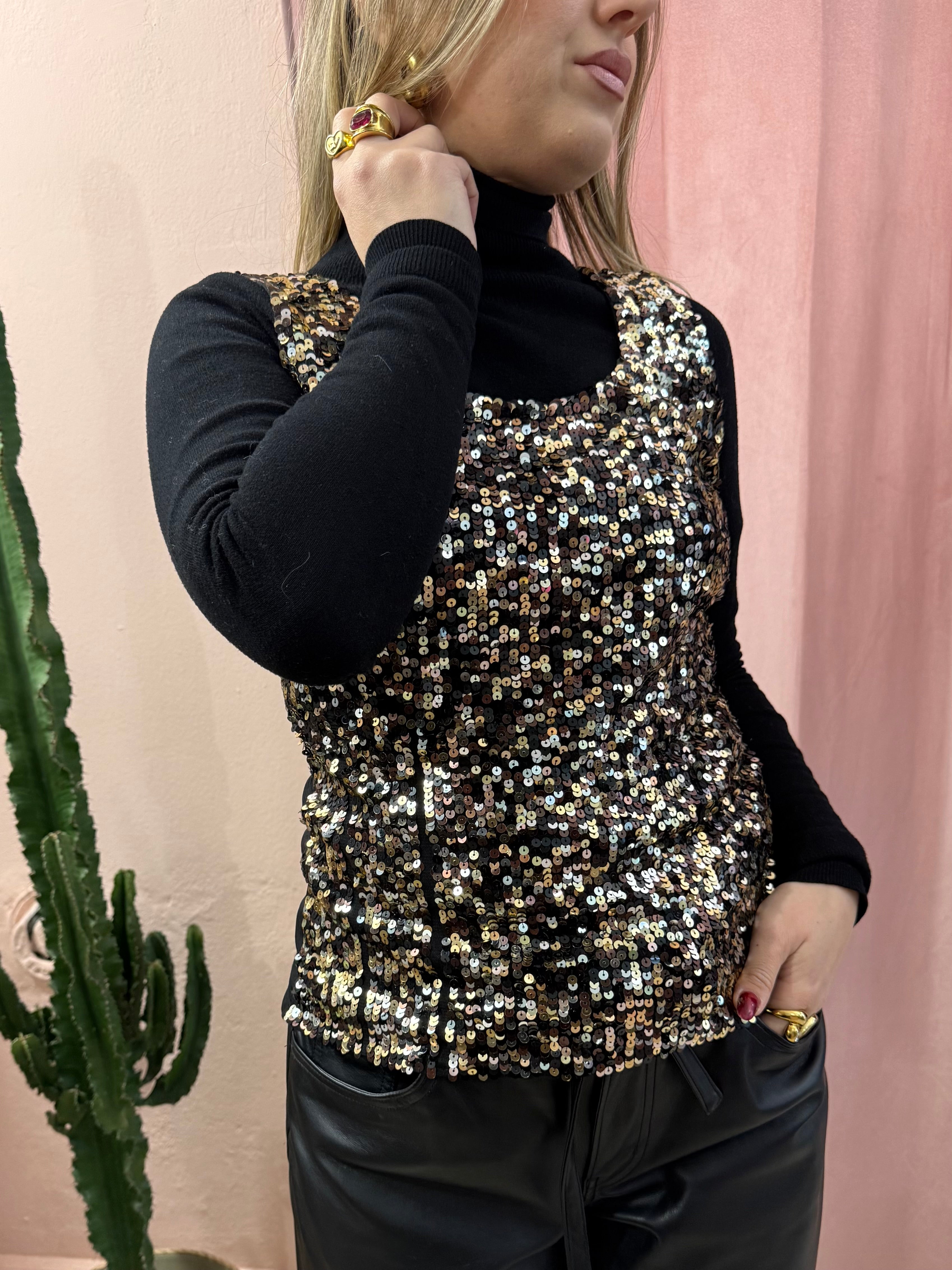 Top in paillettes dorato