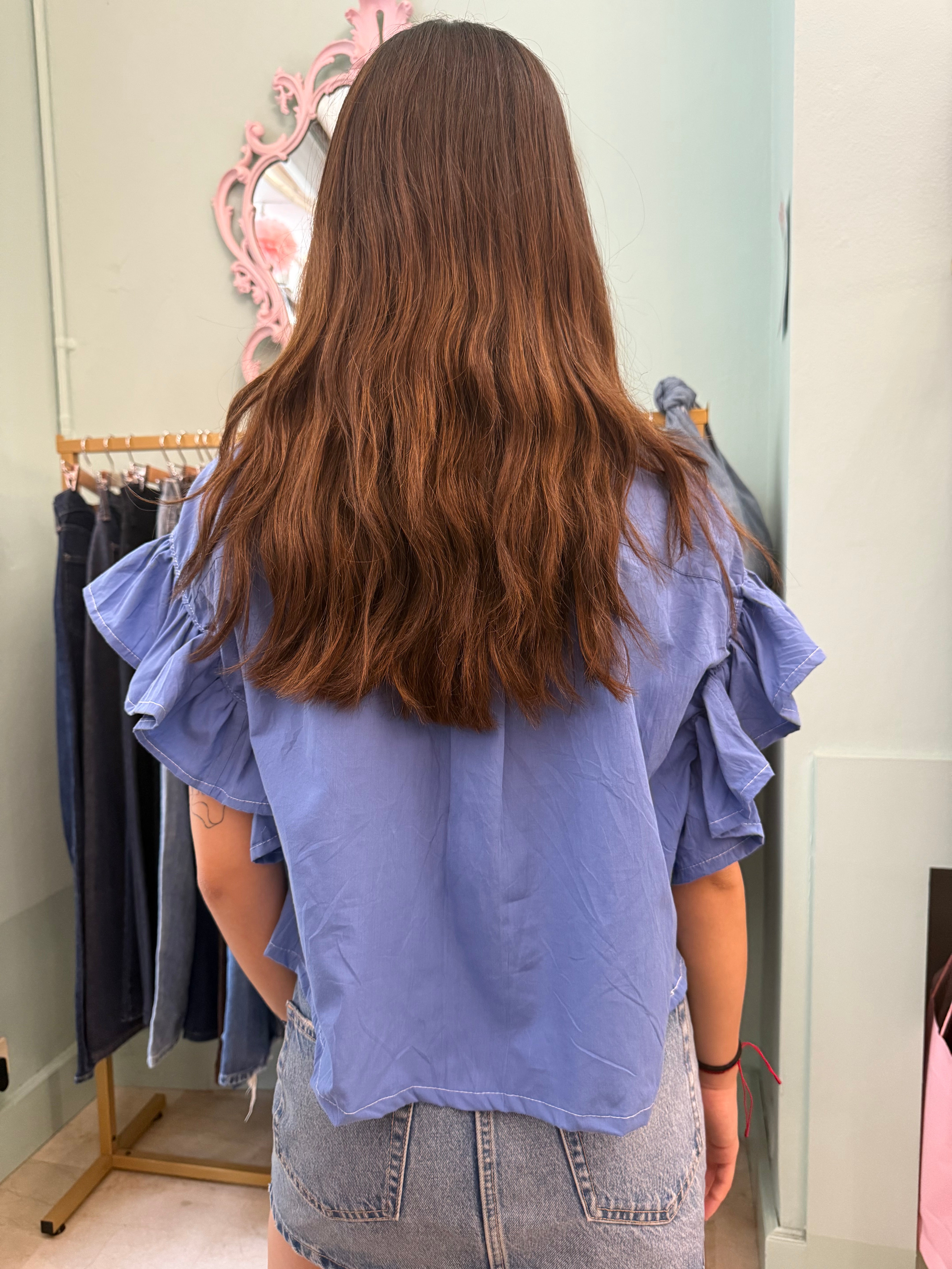 Camicia Tommy Hilfiger upcycling volant blu chiaro